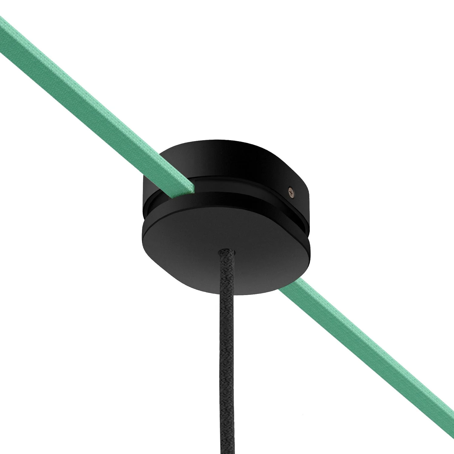 Oval wooden ceiling canopy with a central hole and 2 side holes for cord for string lights and Filé system. Made in Italy - Black