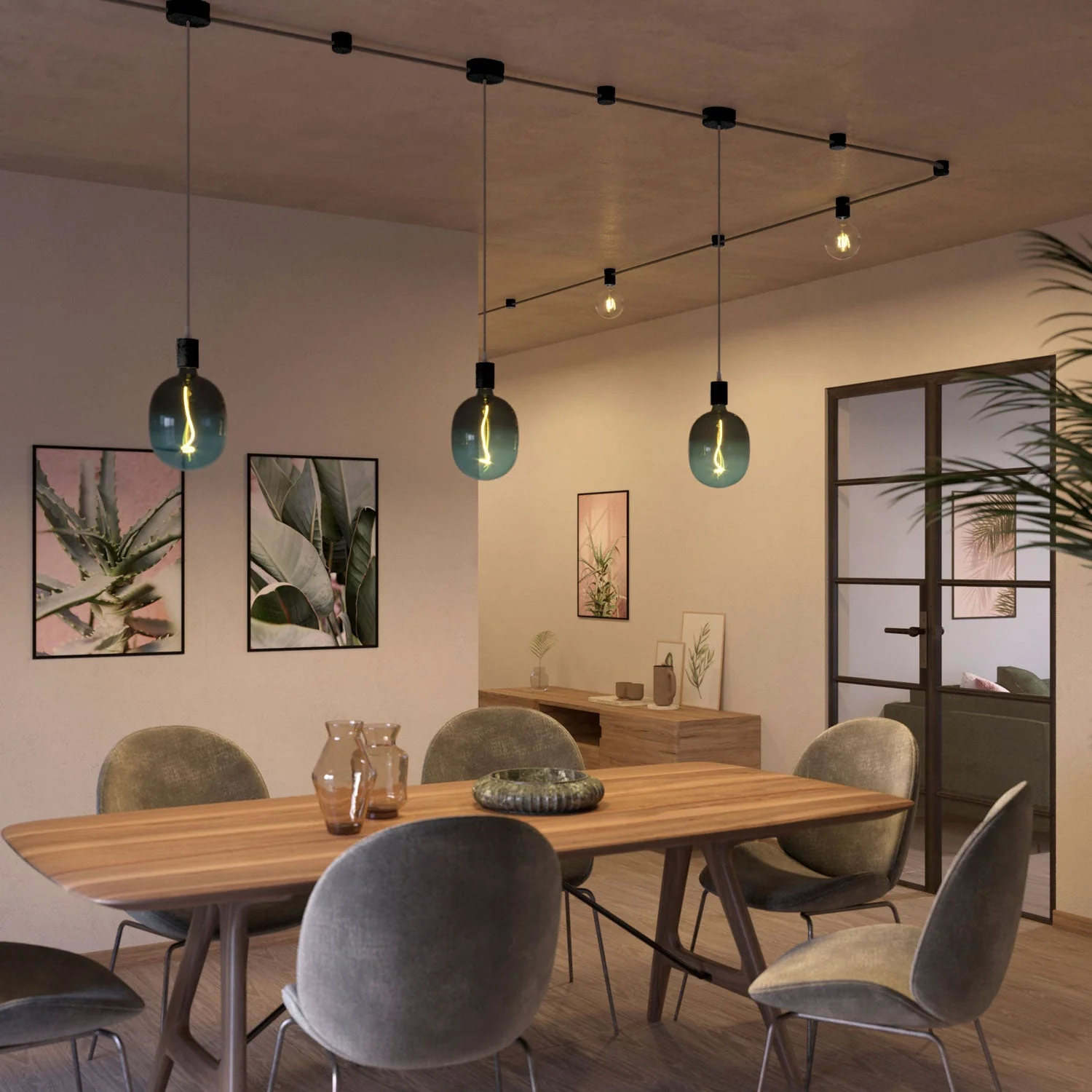 Oval wooden ceiling canopy with a central hole and 2 side holes for cord for string lights and Filé system. Made in Italy - Black - Image 5