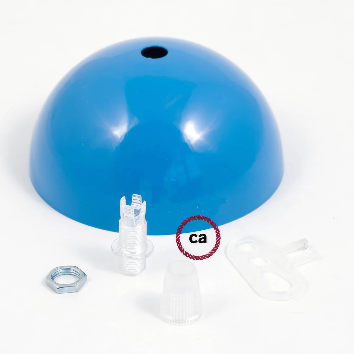 Painted metal semi-spherical ceiling canopy kit - Light blue - Image 3