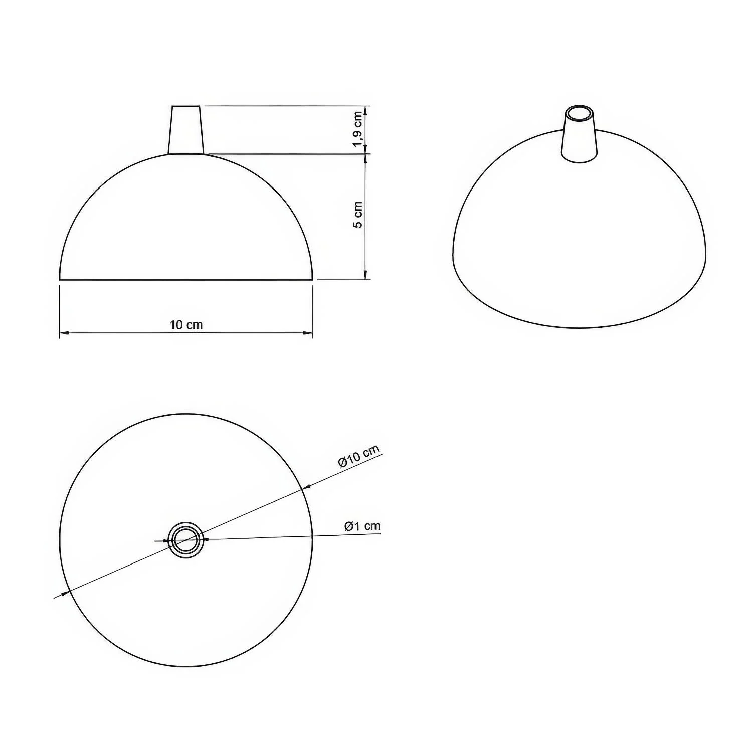 Painted metal semi-spherical ceiling canopy kit - Light blue - Image 4