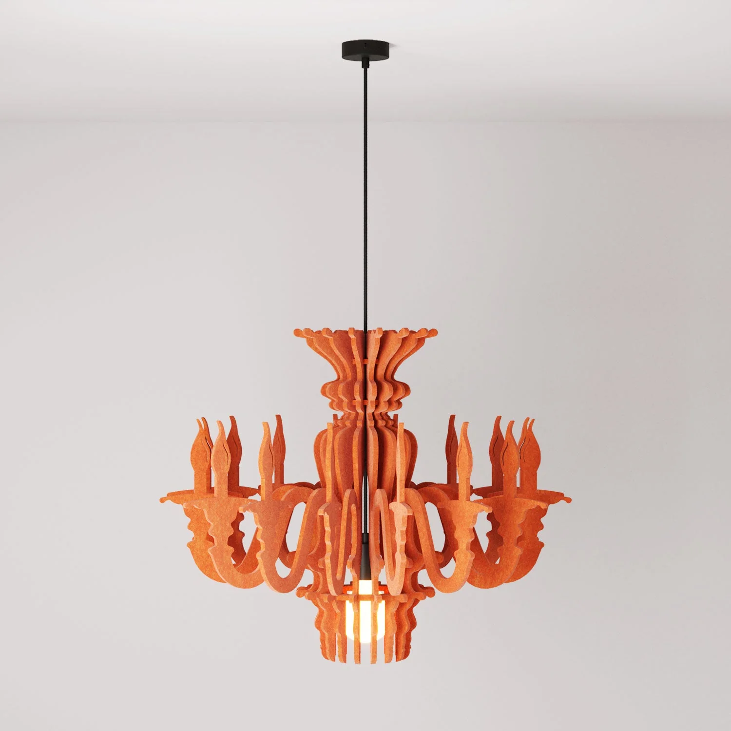 Pendant lamp with classic SHHANDELIER lampshade in sound-absorbing material - Melange orange