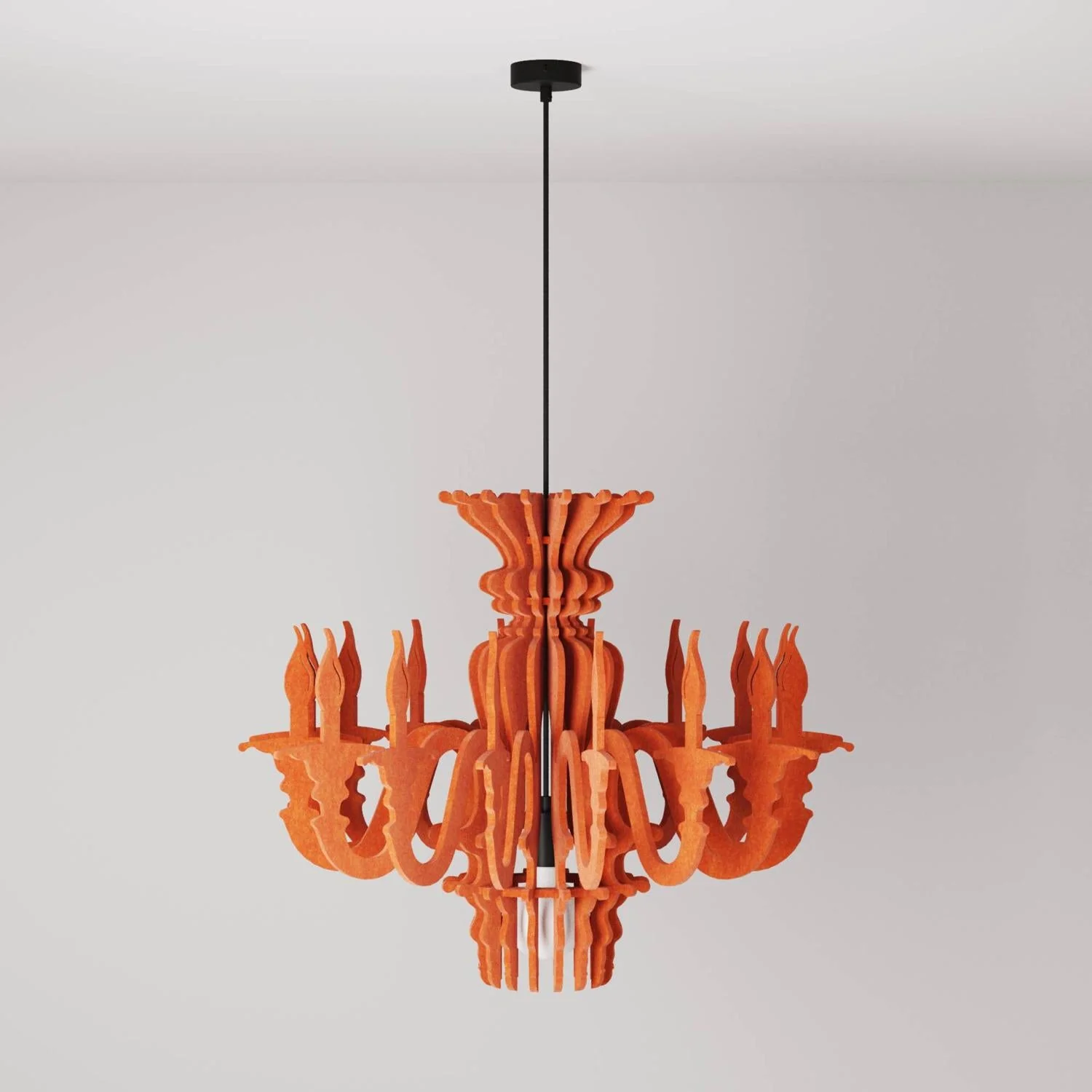 Pendant lamp with classic SHHANDELIER lampshade in sound-absorbing material - Melange orange - Image 3