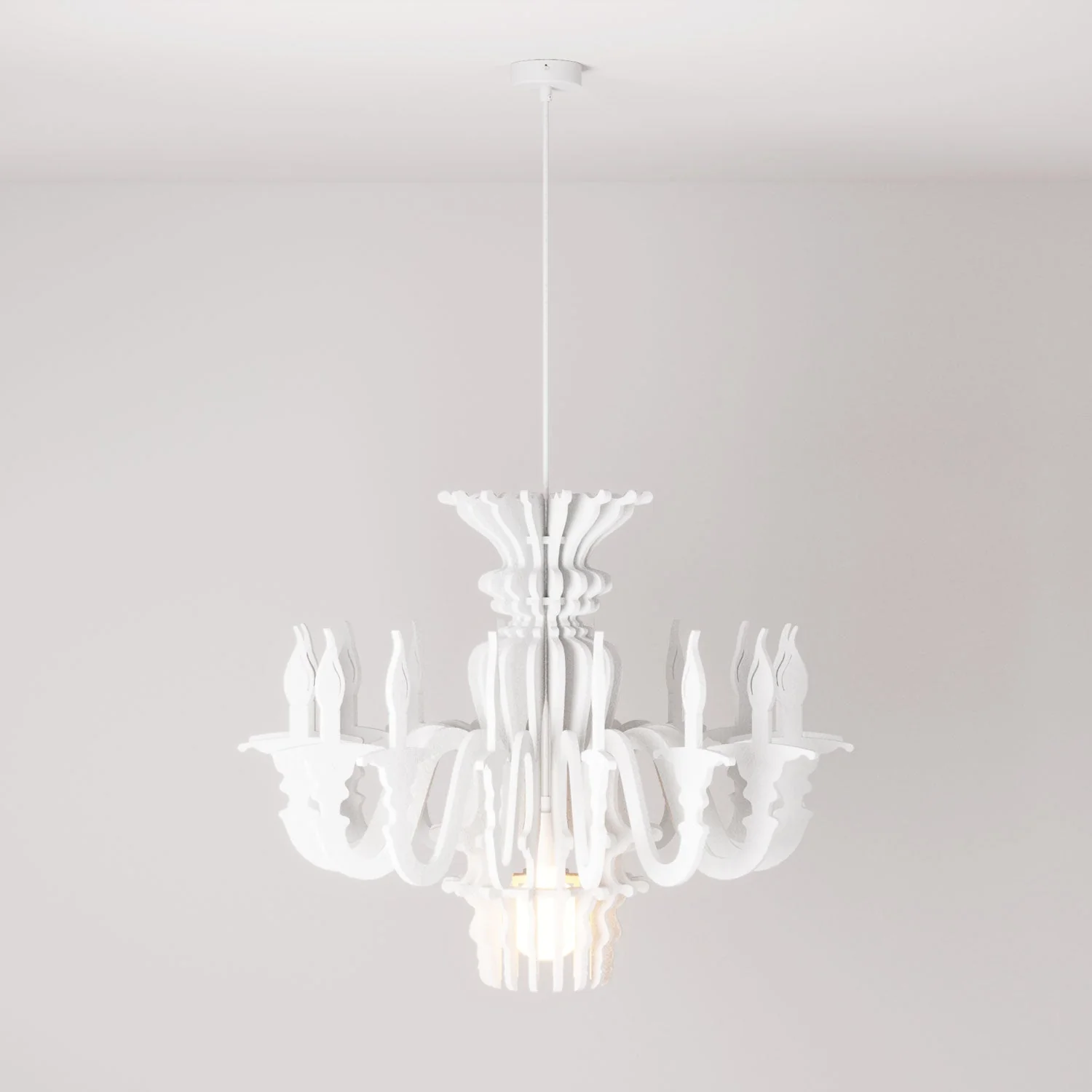 Pendant lamp with classic SHHANDELIER lampshade in sound-absorbing material - White mélange