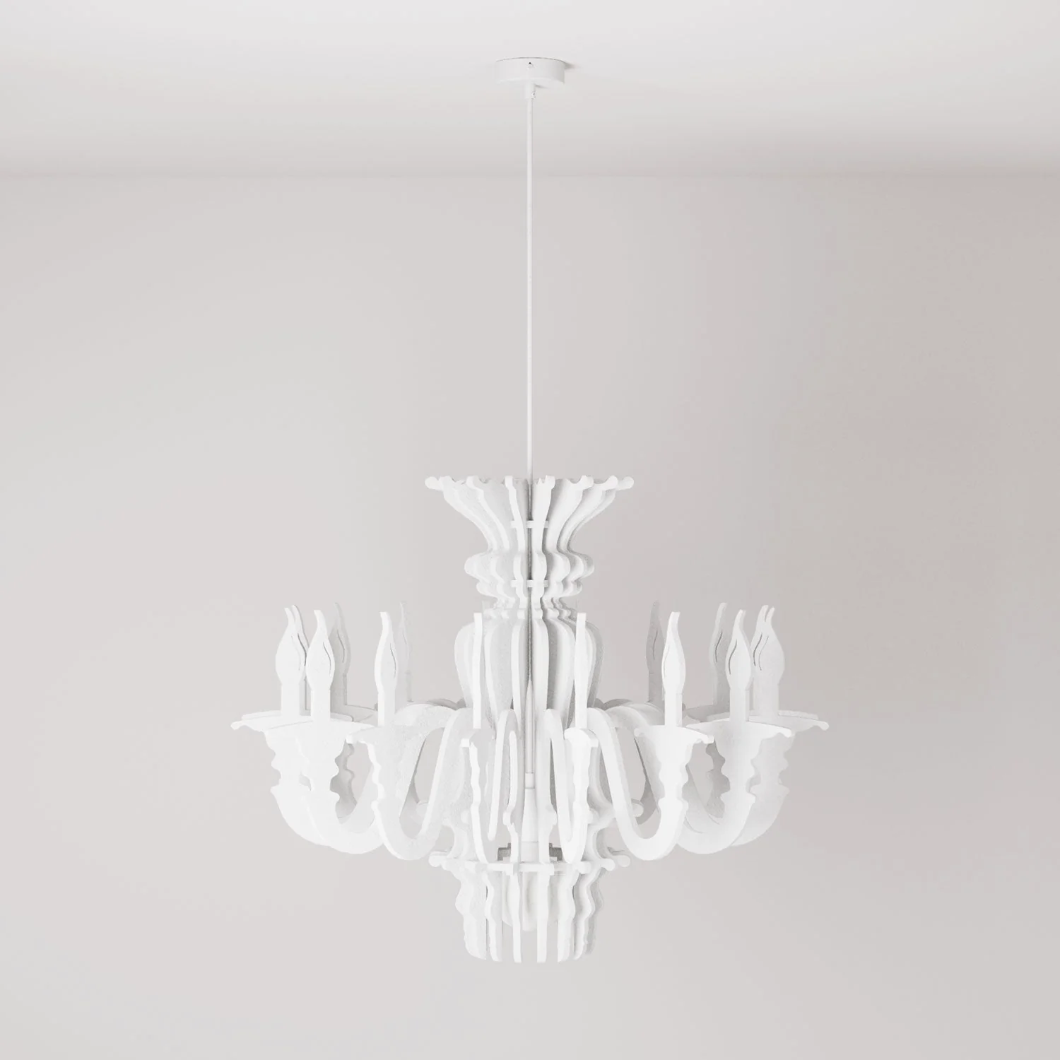 Pendant lamp with classic SHHANDELIER lampshade in sound-absorbing material - White mélange - Image 3