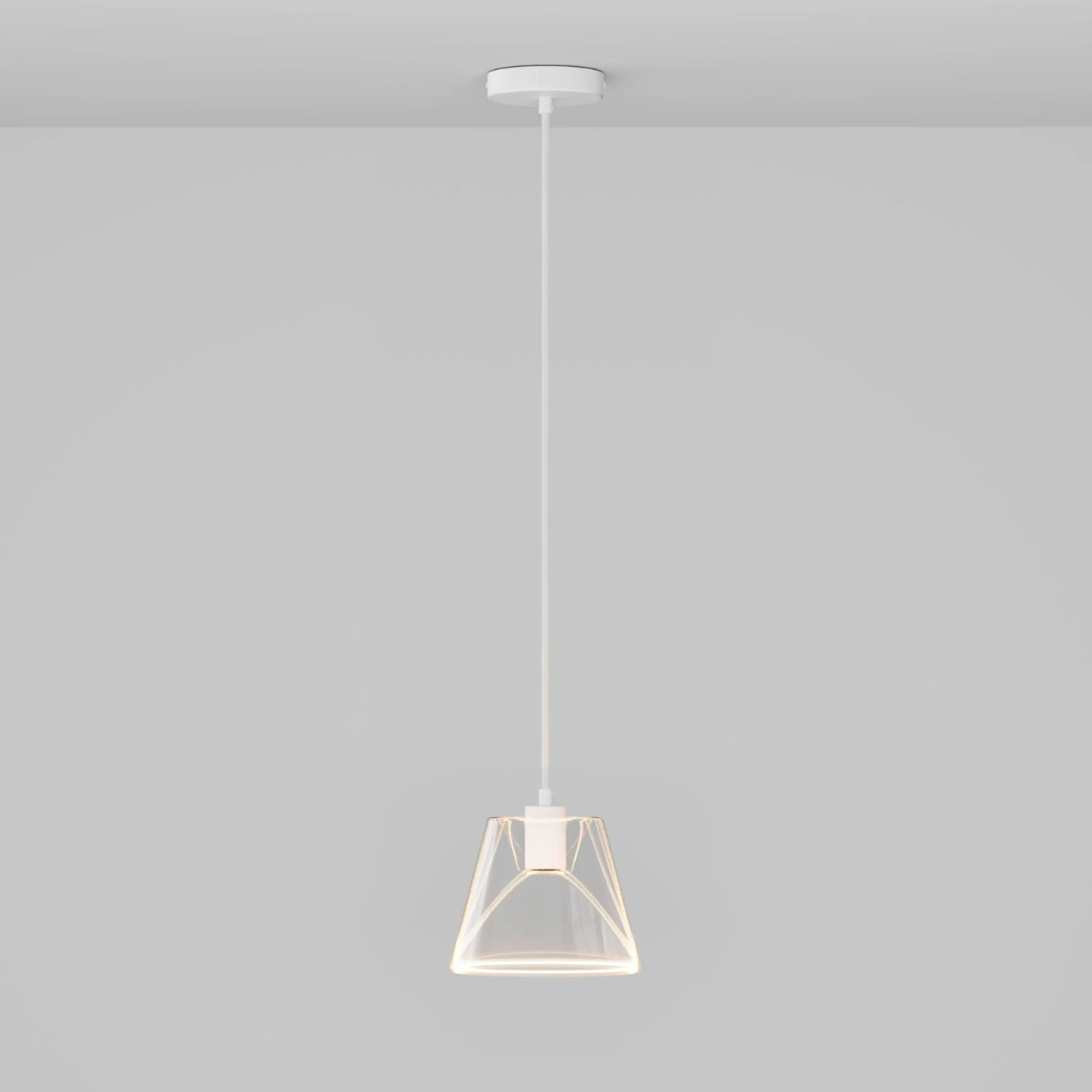 Pendant lamp with clear cone Ghost bulb - Matte white