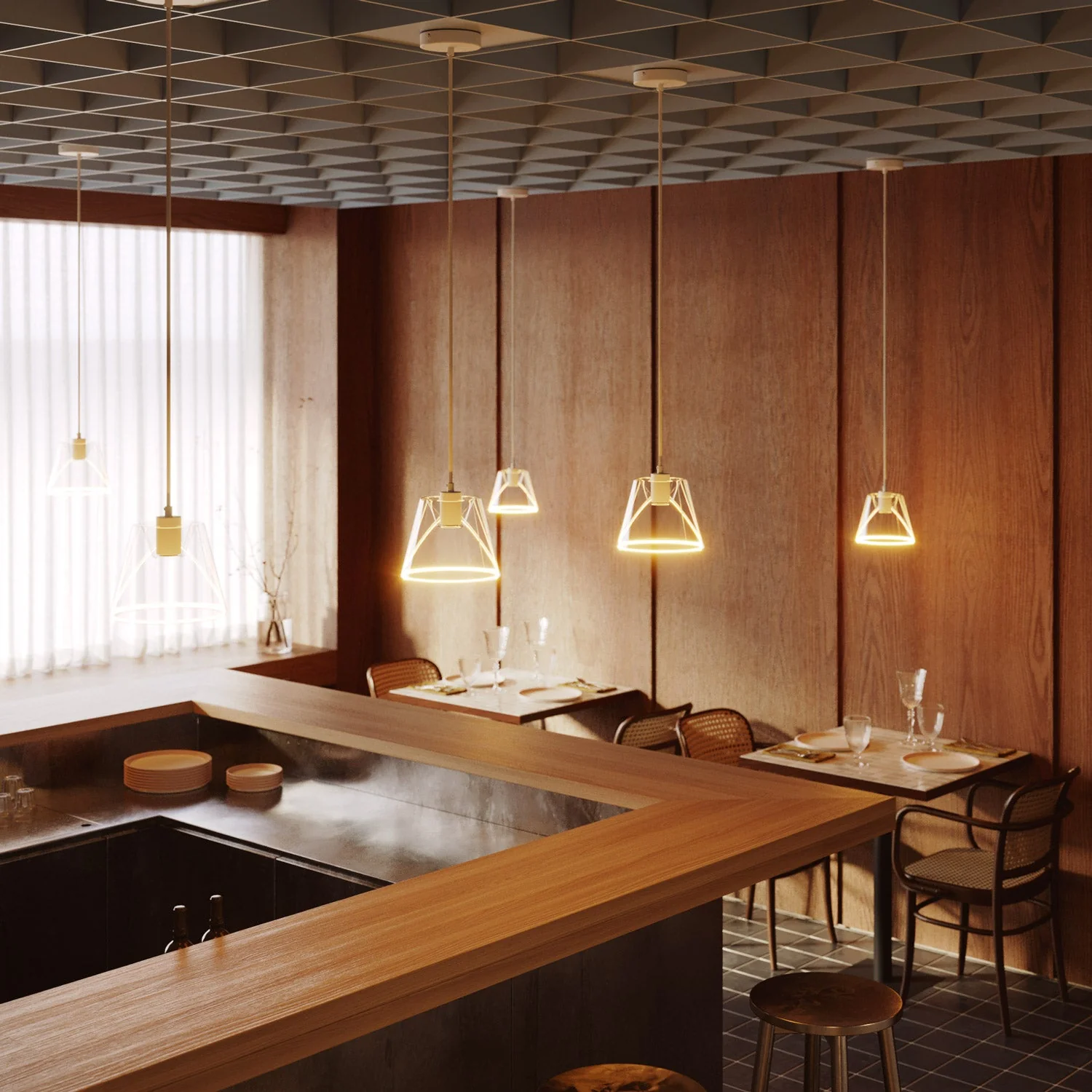 Pendant lamp with clear cone Ghost bulb - Matte white - Image 2