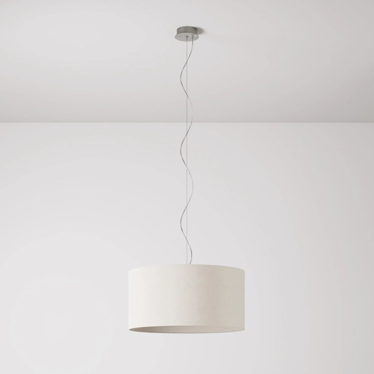 Pendant lamp with Cilindro Medium fabric lampshade - Made in Italy - Sand Wool