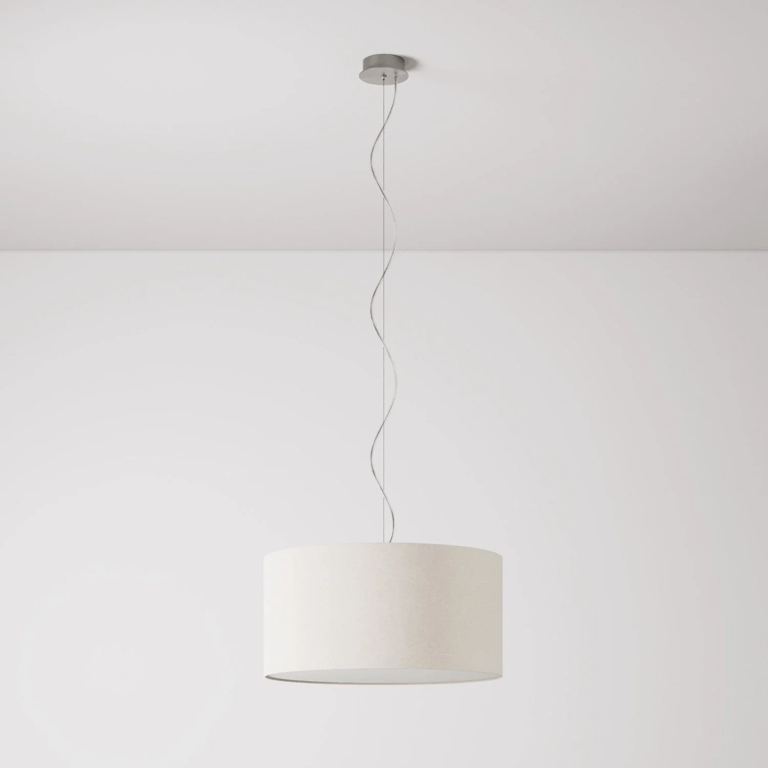 Pendant lamp with Cilindro Medium fabric lampshade - Made in Italy - Sand Wool - Image 7