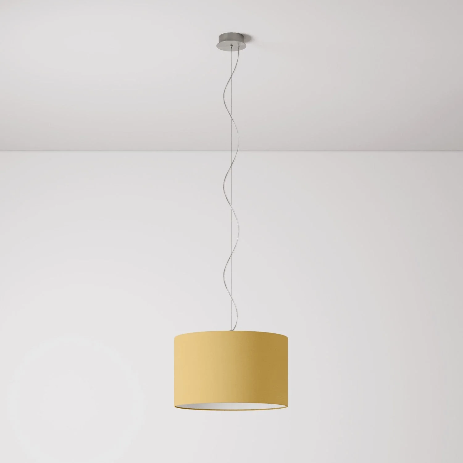 Pendant lamp with Cilindro Small Arenal gold fabric lampshade - Made in Italy
