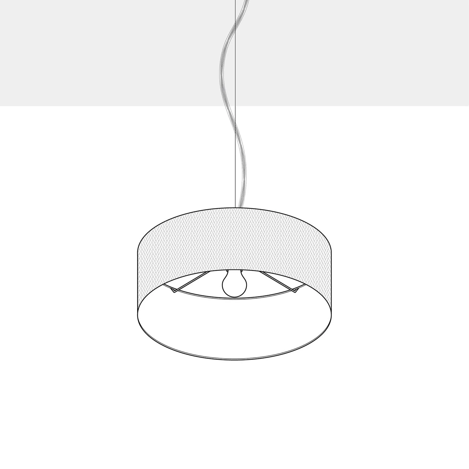 Pendant lamp with Cilindro Small Arenal gold fabric lampshade - Made in Italy - Image 4