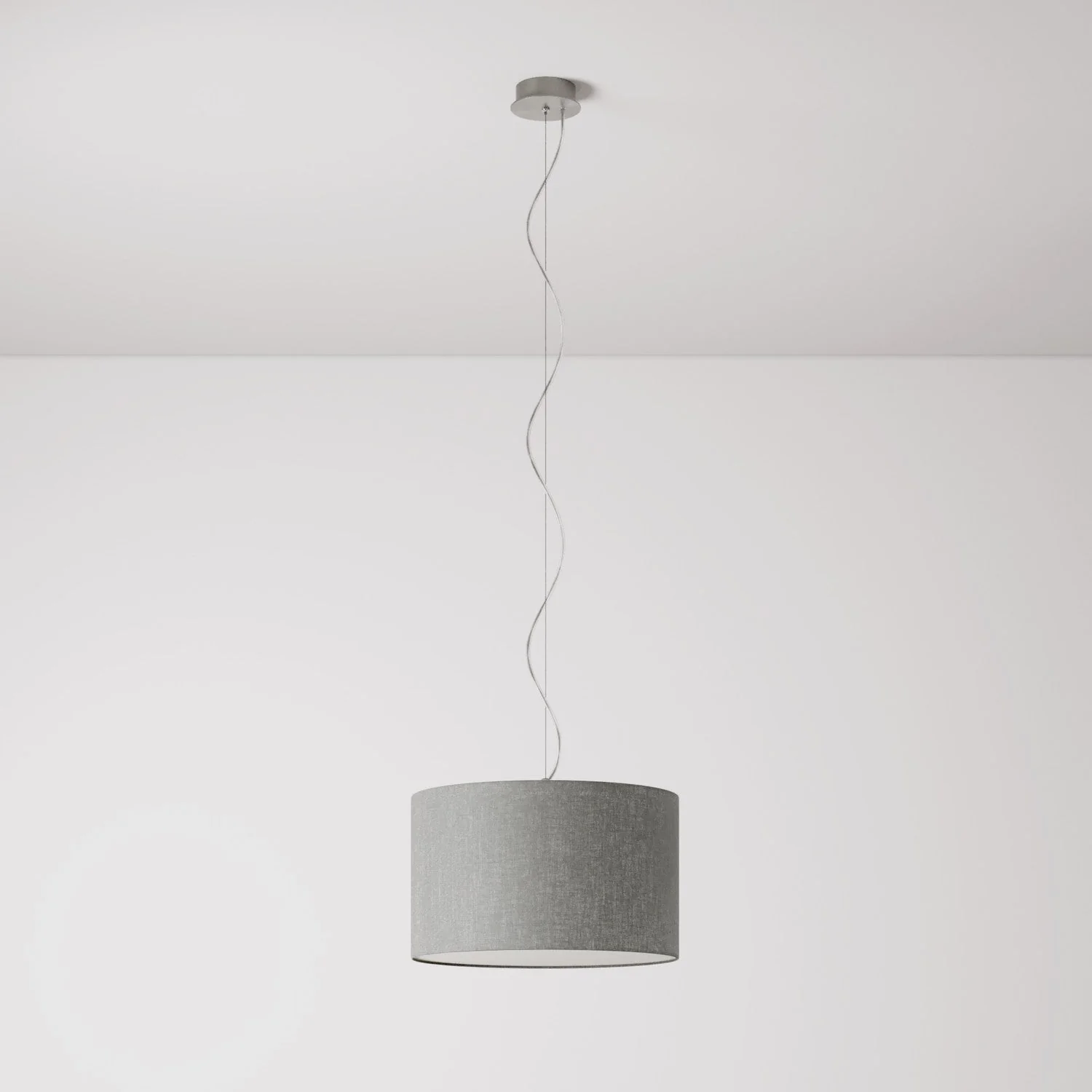 Pendant lamp with Cilindro Small Camelot light gray fabric lampshade - Made in Italy - Image 7