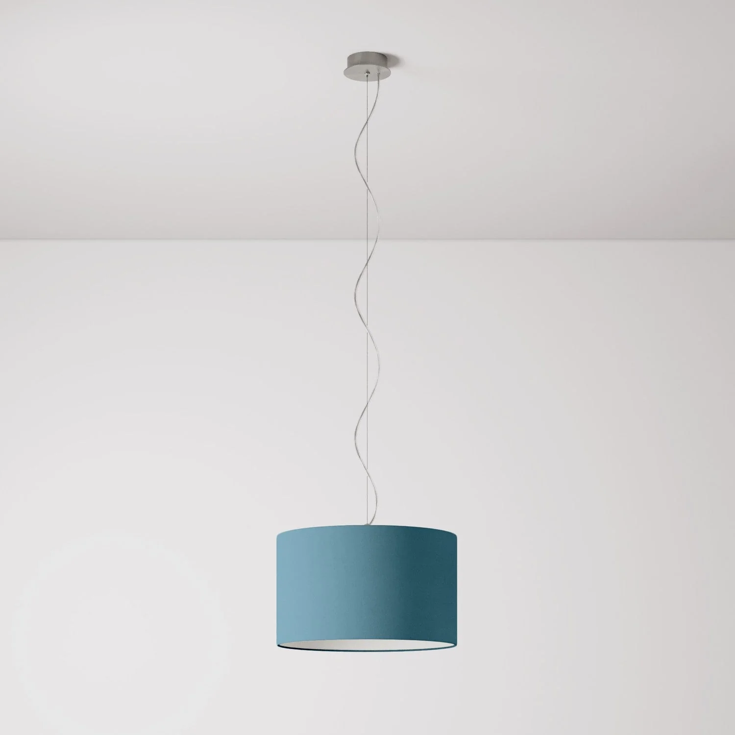 Pendant lamp with Cilindro Small Teletta blue lampshade - Made in Italy