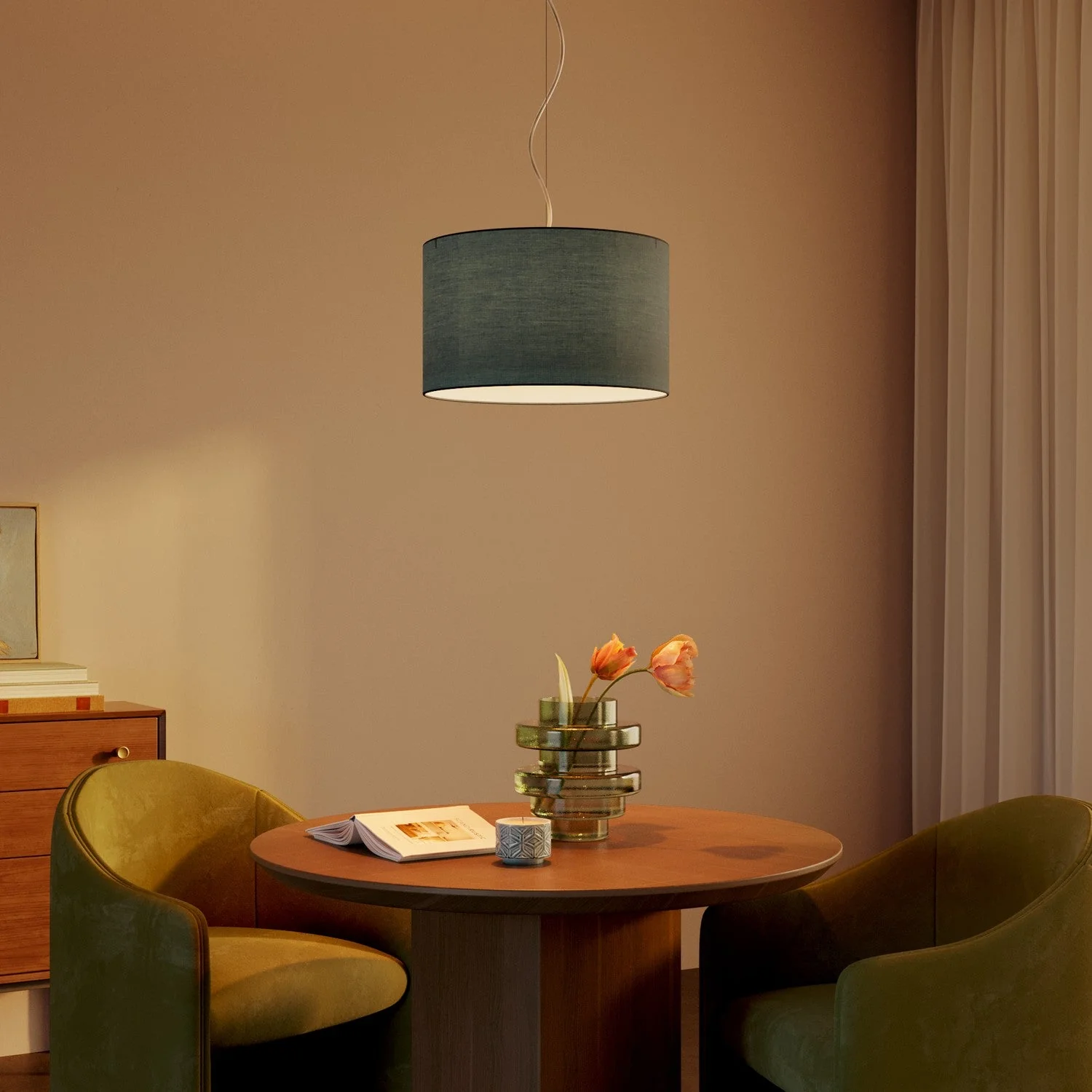 Pendant lamp with Cilindro Small Teletta blue lampshade - Made in Italy - Image 2