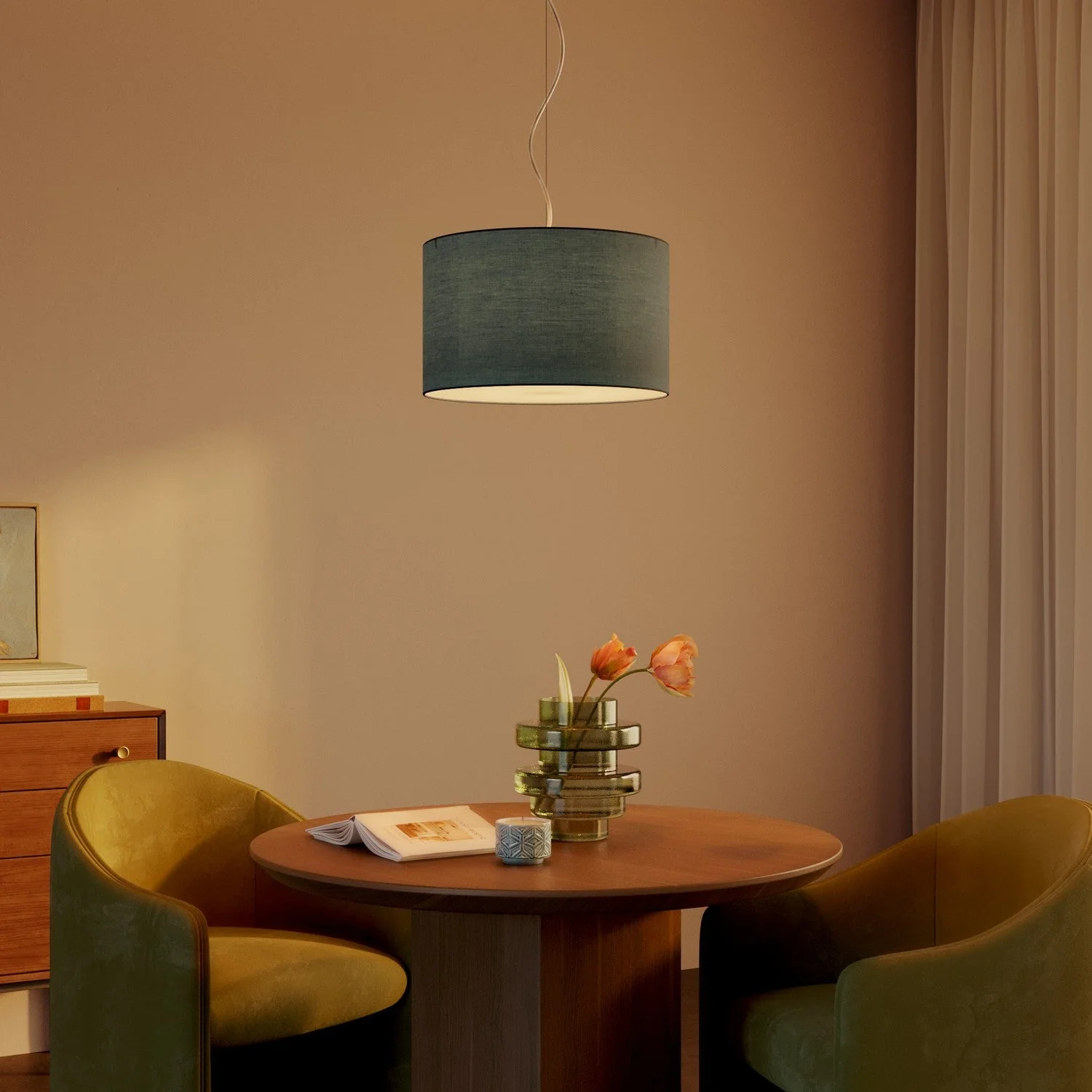 Pendant lamp with Cilindro Small Teletta blue lampshade - Made in Italy - Image 8