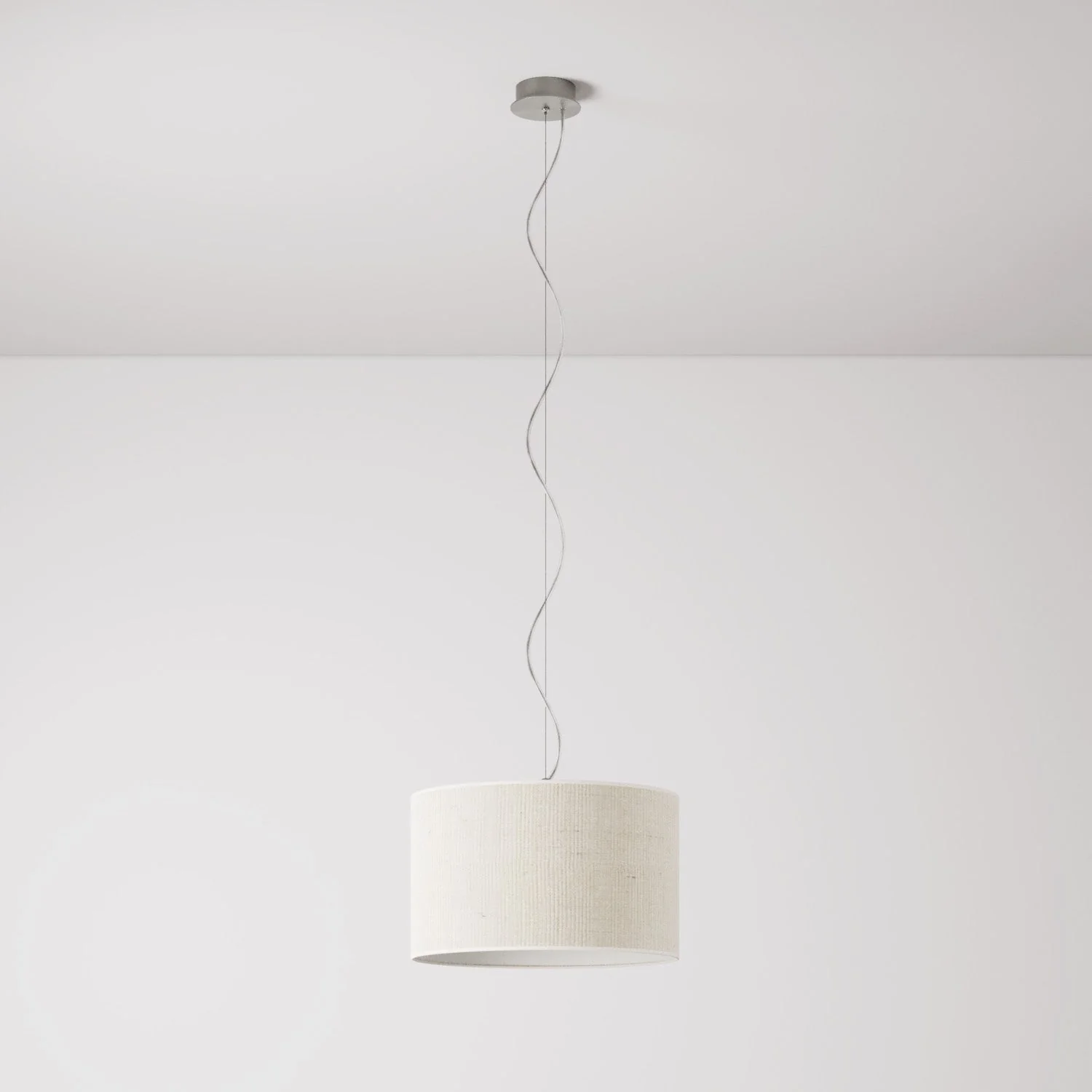 Pendant lamp with fabric Cylinder Small Jute light lampshade - Made in Italy