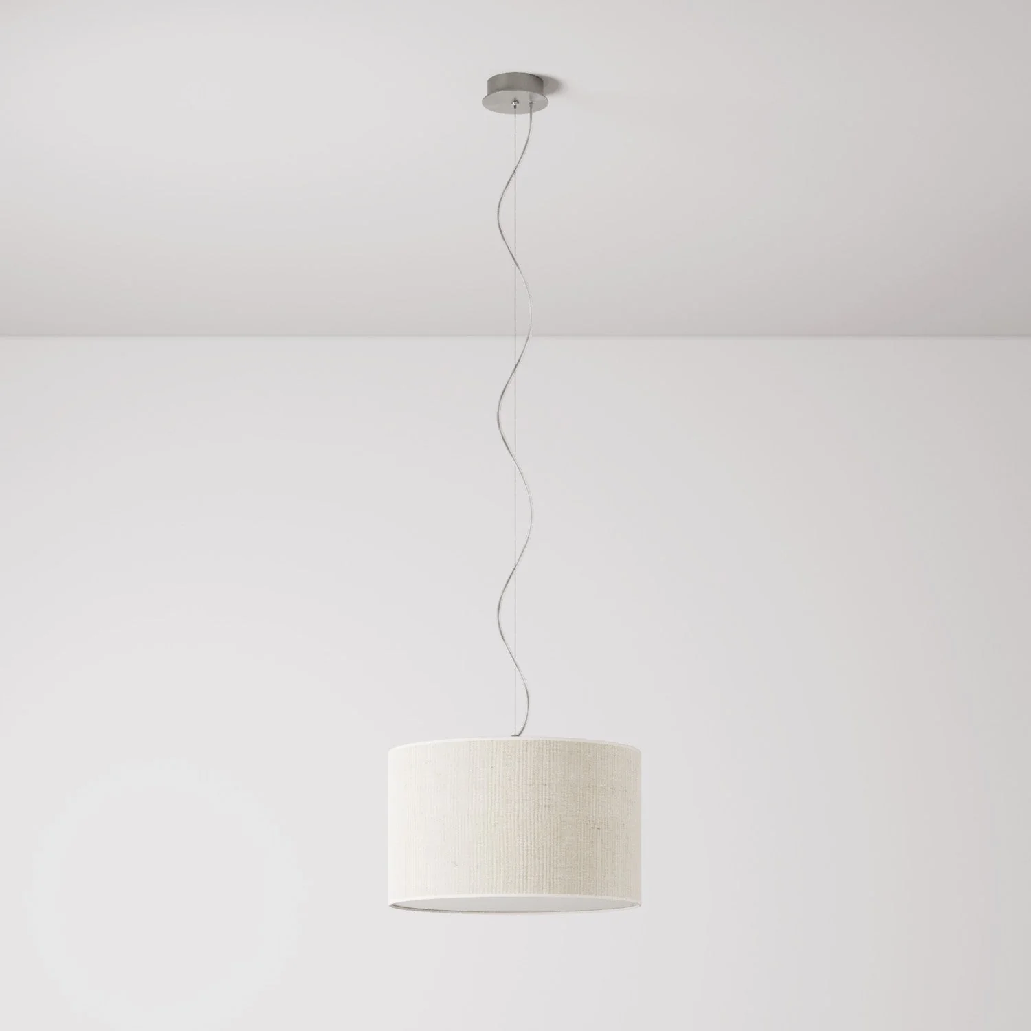 Pendant lamp with fabric Cylinder Small Jute light lampshade - Made in Italy - Image 7
