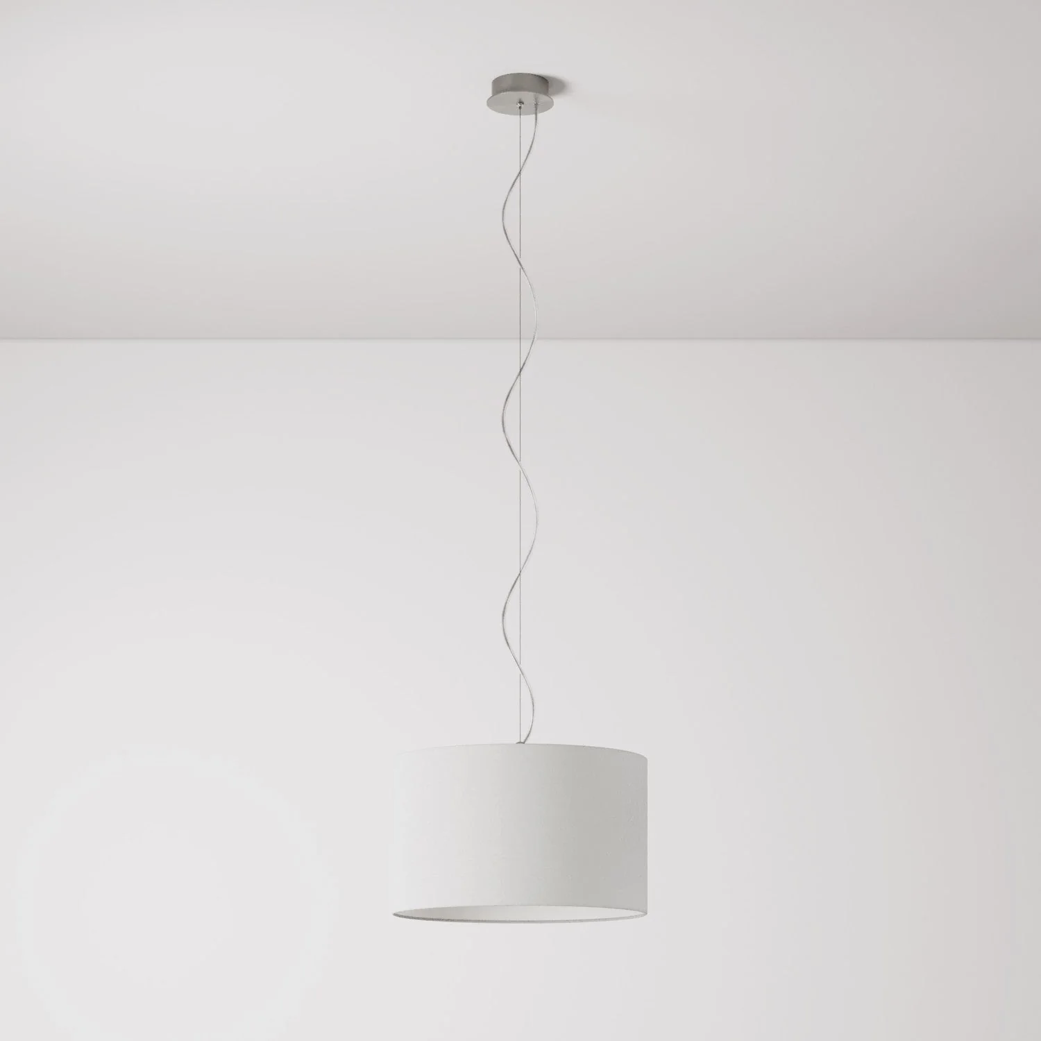Pendant lamp with raw linen Cylinder Small fabric lampshade - Made in Italy