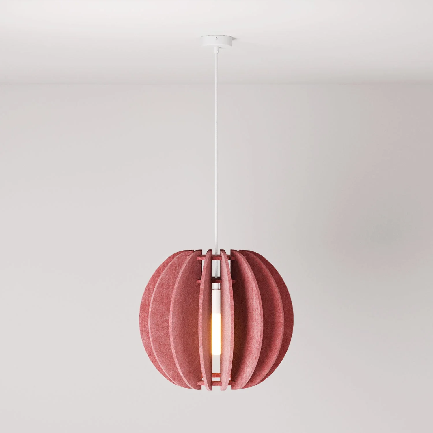 Pendant lamp with LAMPSHHADE elliptical lampshade in sound-absorbing material - Mélange pink