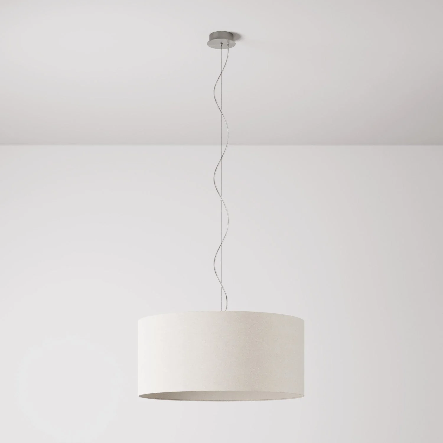 Pendant lamp with Cilindro Large fabric lampshade - Made in Italy - Sand Wool
