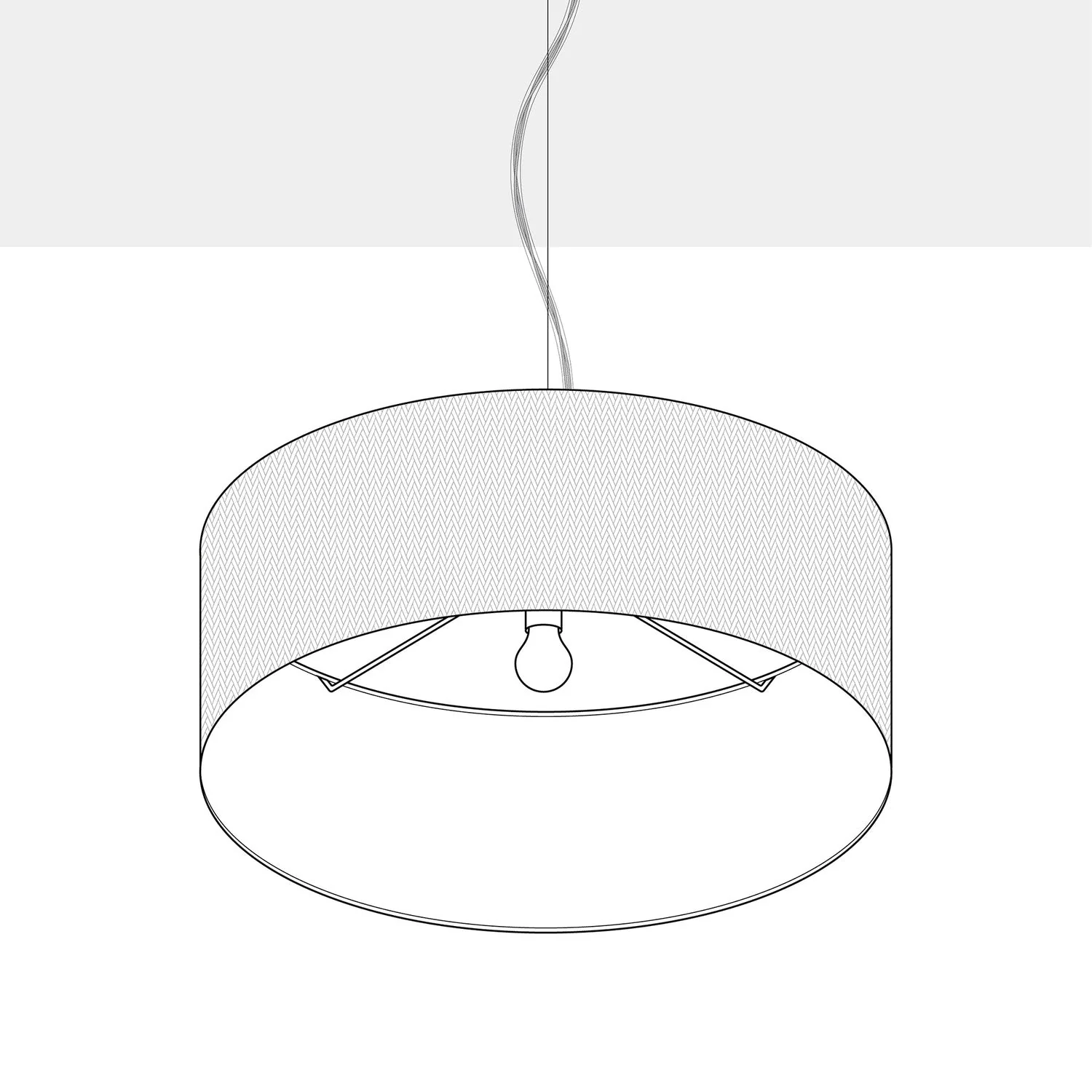 Pendant lamp with Cilindro Large fabric lampshade - Made in Italy - Sand Wool - Image 4