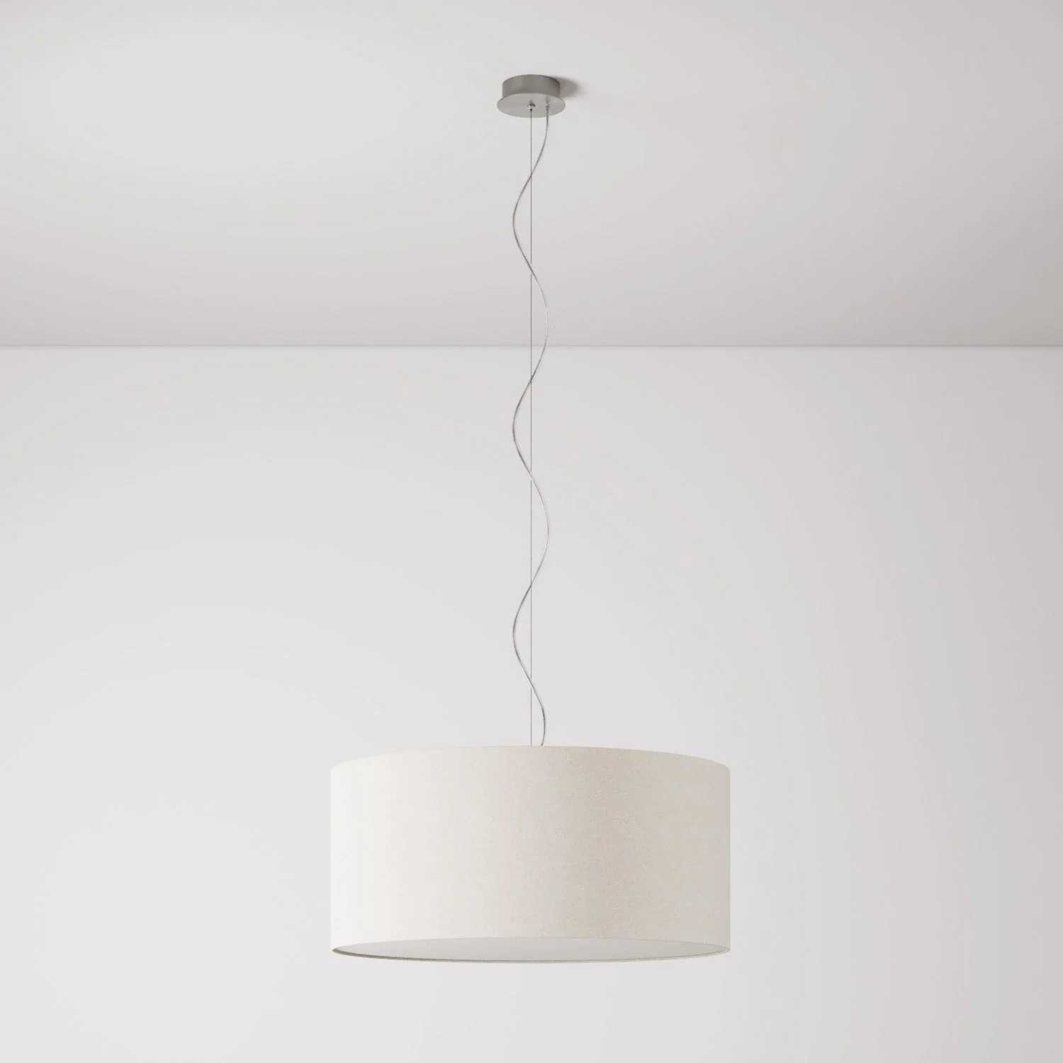 Pendant lamp with Cilindro Large fabric lampshade - Made in Italy - Sand Wool - Image 7