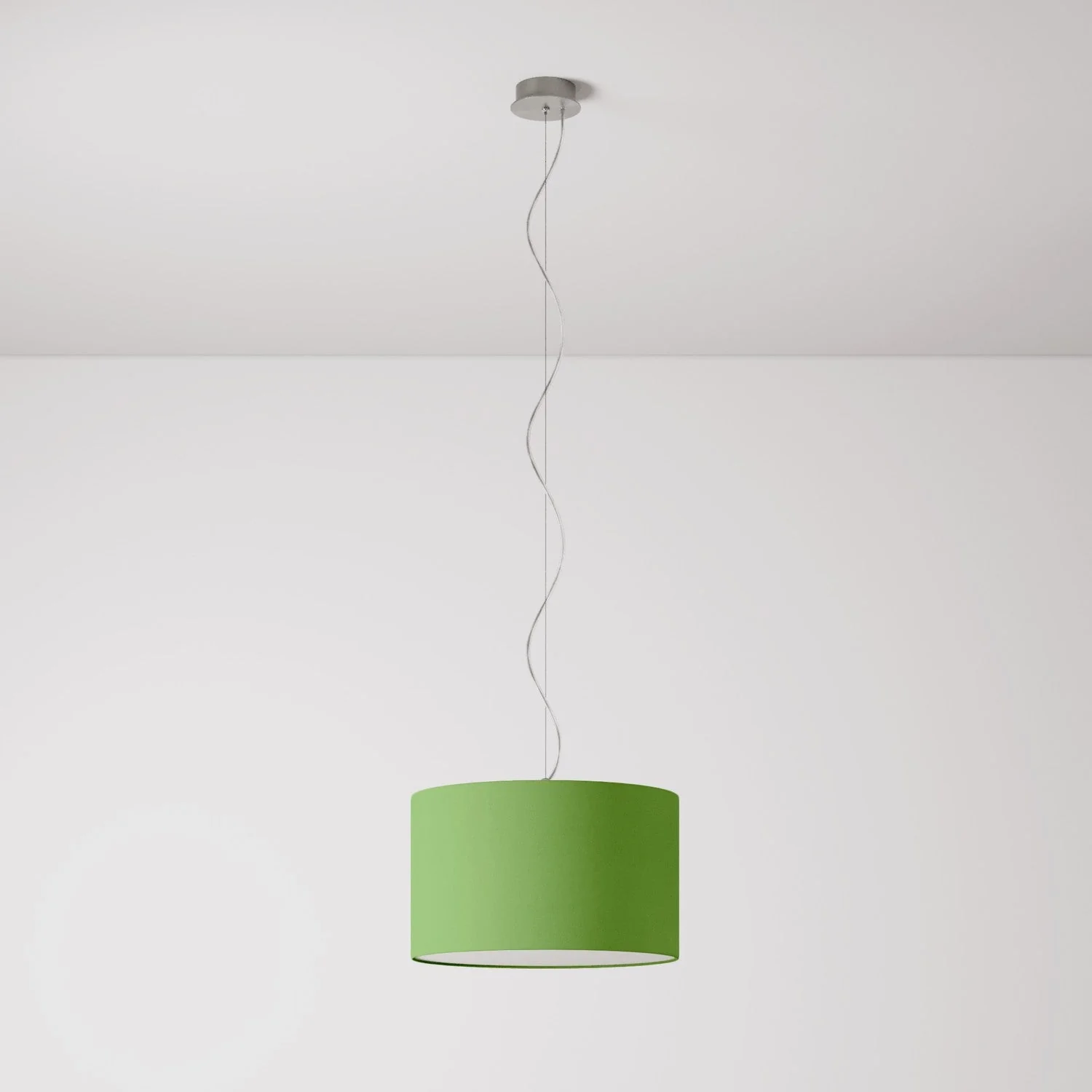 Pendant lamp with Cilindro Small Cinette pistachio green fabric lampshade - Made in Italy - Image 7