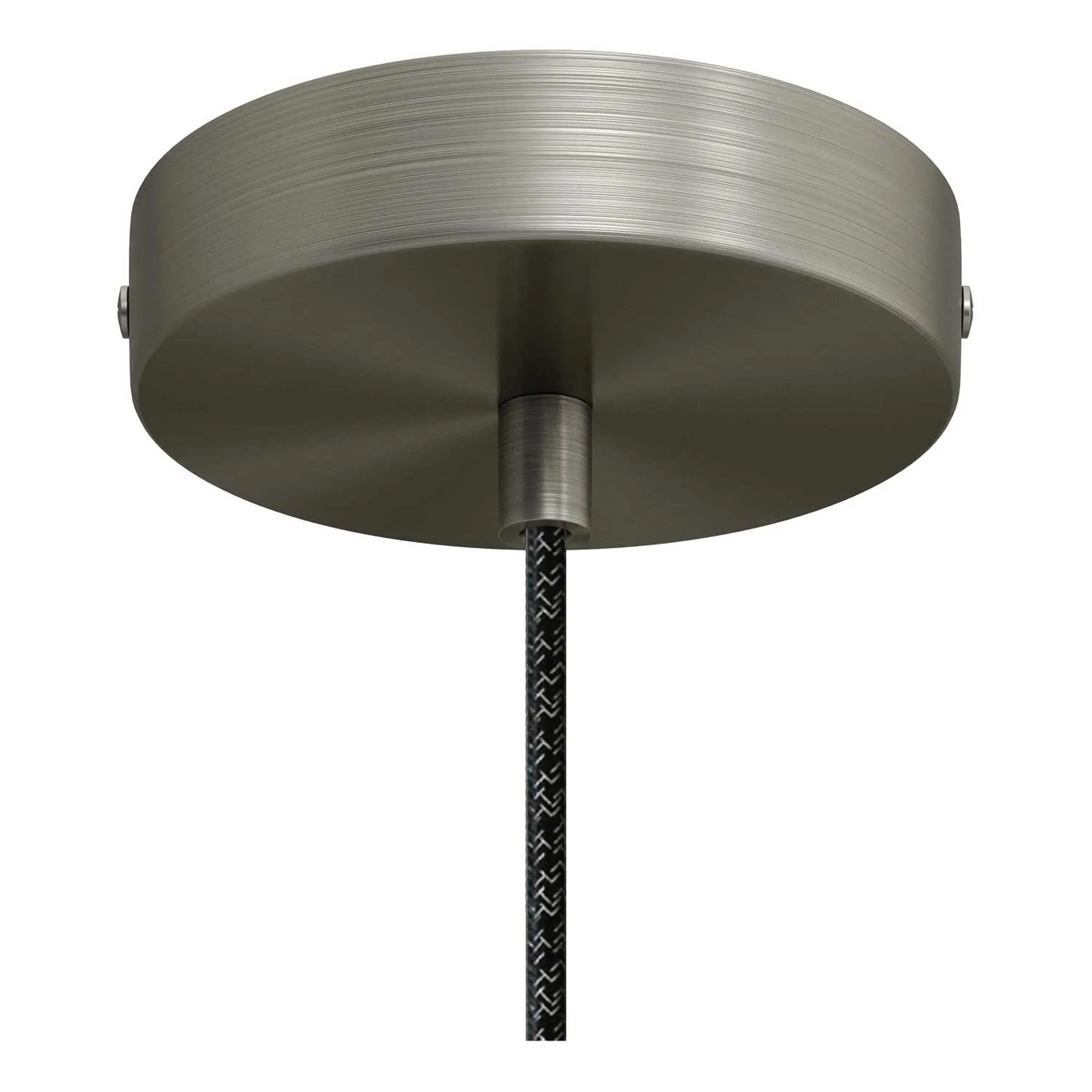 Pendant lamp with textile cable and Bell XL ceramic lampshade - Cement effect - Image 2