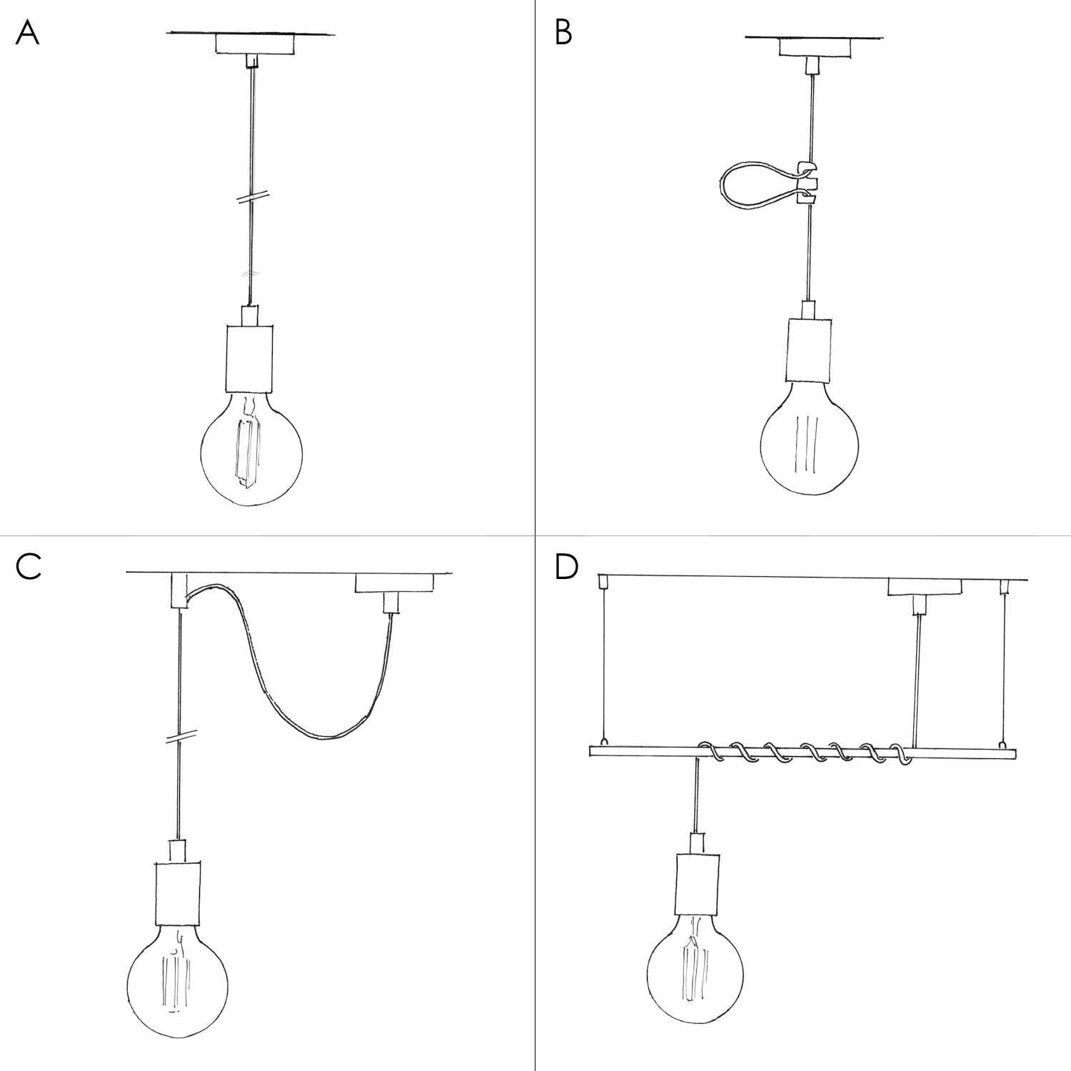 Pendant lamp with textile cable and metal details - Brushed titanium - Image 4