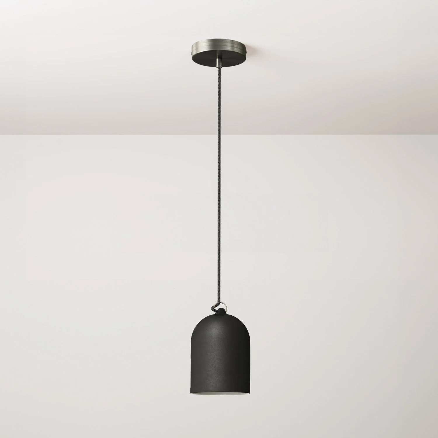 Pendant lamp with textile cable and Mini Bell XS ceramic lampshade - Blackboard