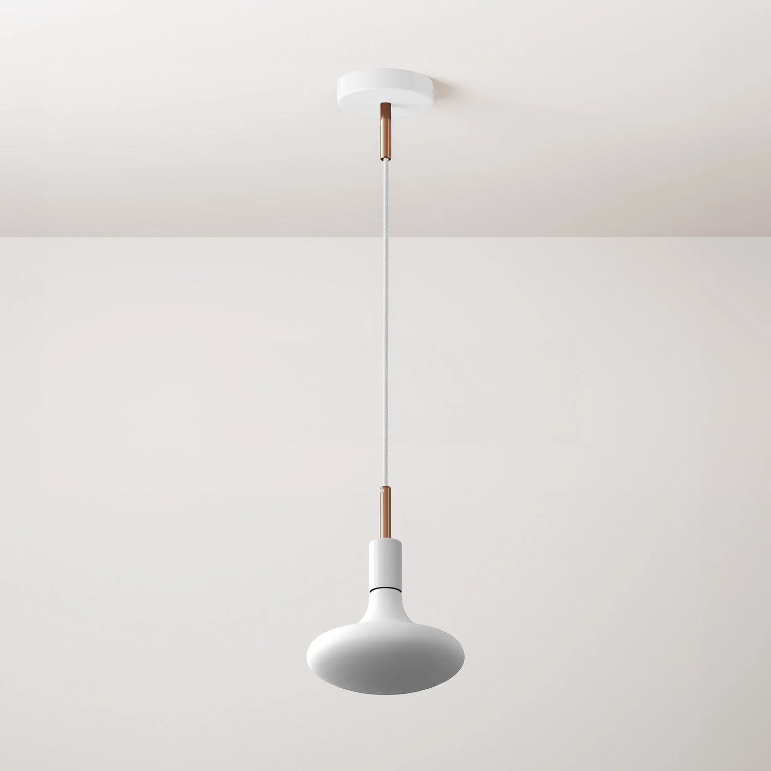 Pendant lamp with textile cable, metal details and 7 cm cable clamp - White