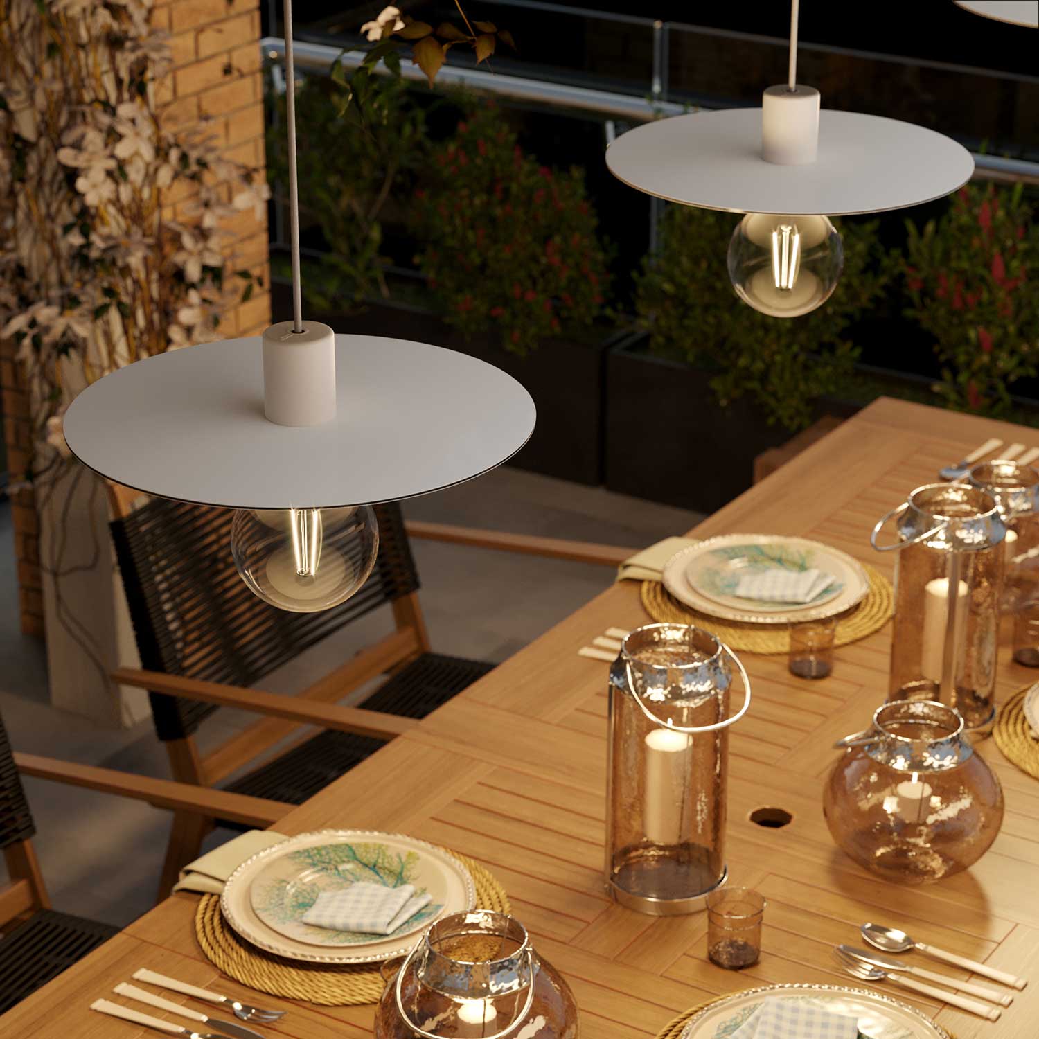 Oversized Ellepì plate in Dibond for outdoor pendant lamps, 40 cm diameter - Made in Italy - White - Image 3