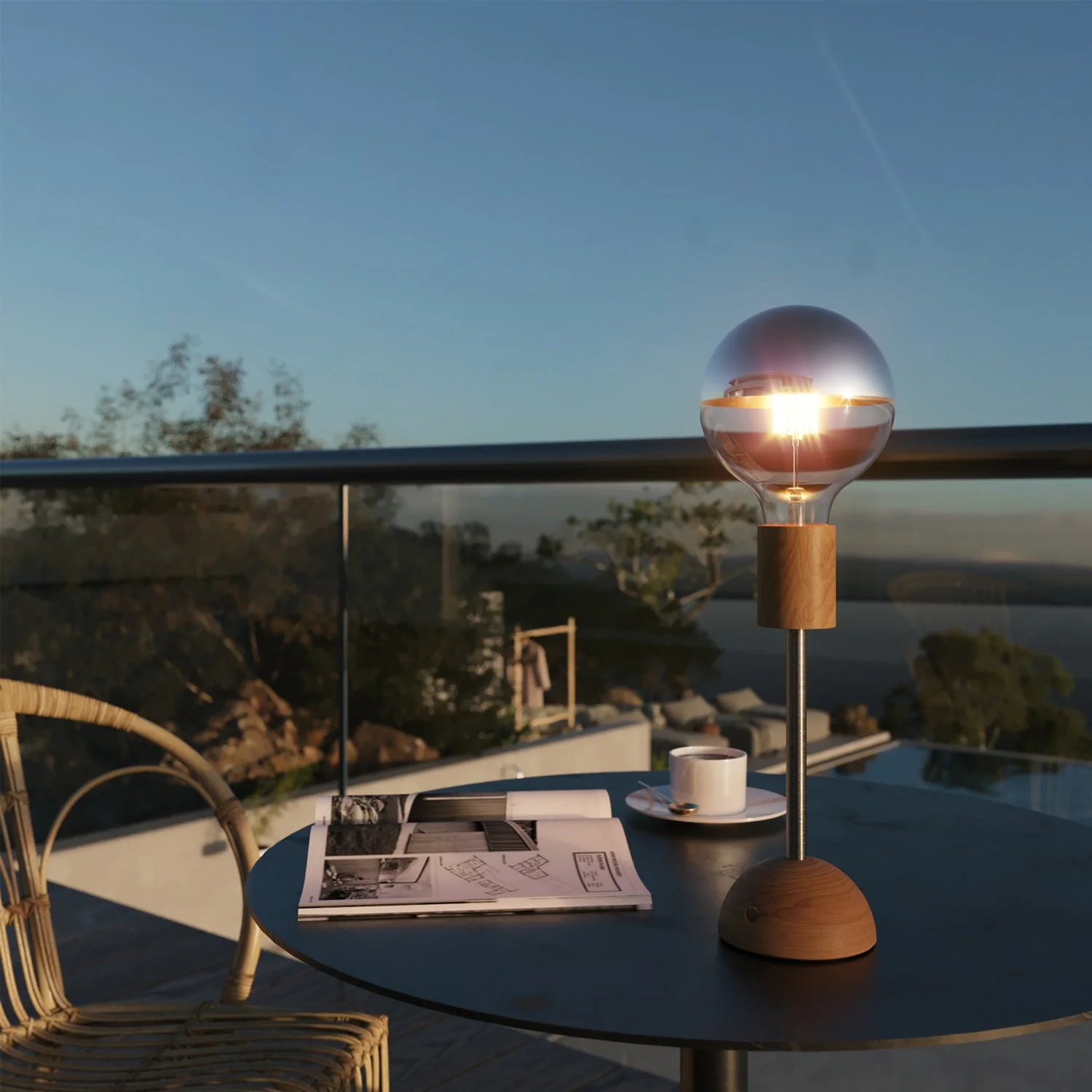 Portable and rechargeable Cabless02 lamp with half-sphere silver globe light bulb - Neutral - Image 3