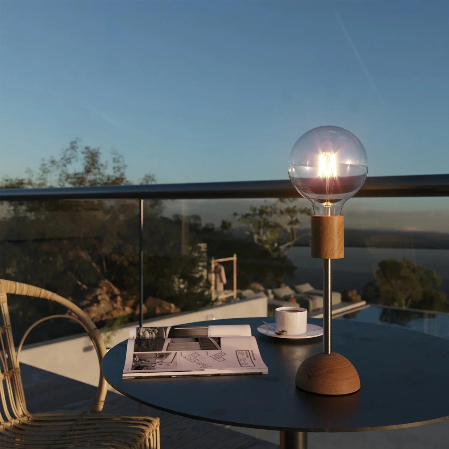 Portable and rechargeable Cabless02 lamp with G125 globe light bulb - Neutral - Image 3