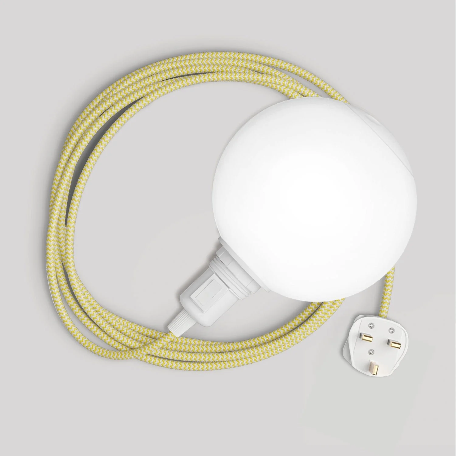 Portable Snake lamp with switch on the socket, UK plug, Unbreak-a-Ball unbreakable lampshade, and RZ10 cord