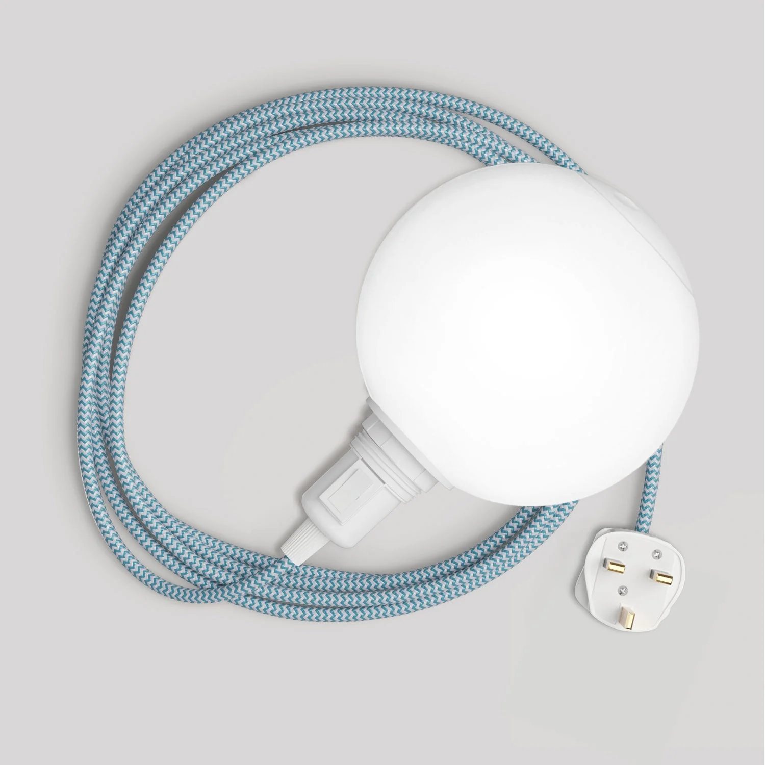 Portable Snake lamp with switch on socket, UK plug, unbreakable Unbreak-a-Ball lampshade, and RZ11 cord