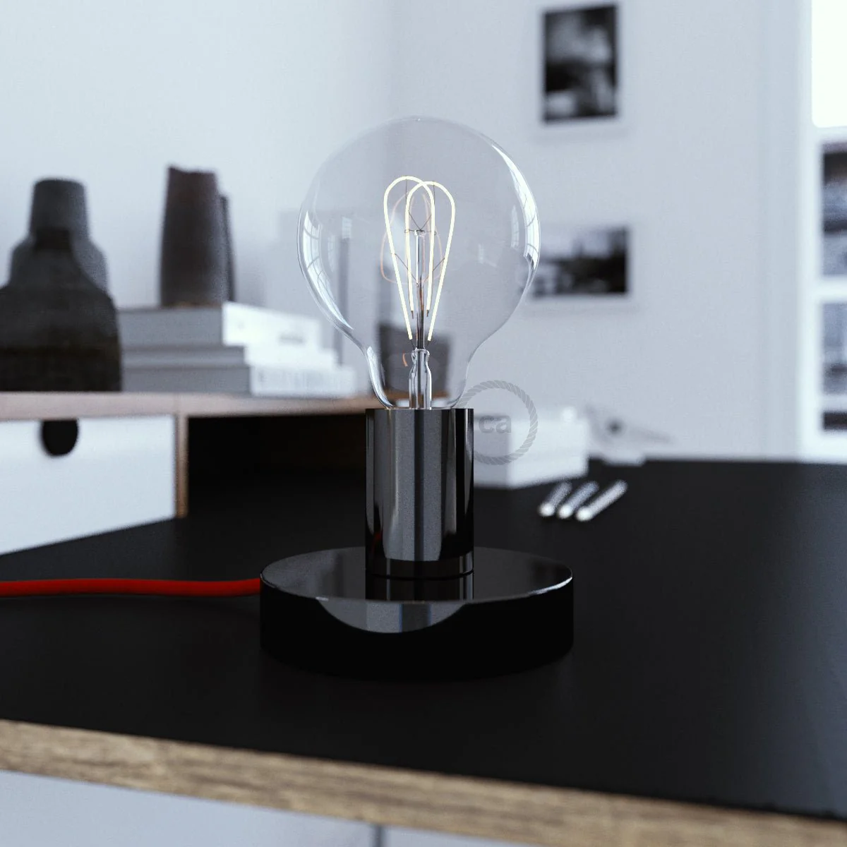 Posaluce - Metal table lamp - Pearl black - Image 2