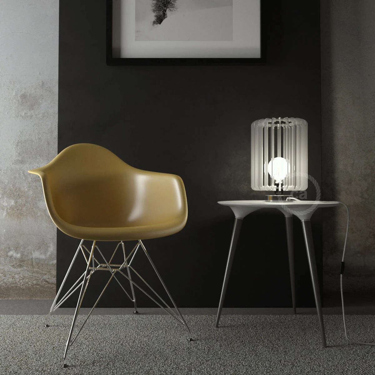 Posaluce for lampshade - Metal table lamp - Chrome - Image 2