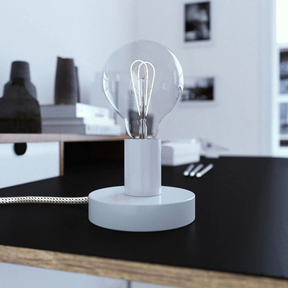 Posaluce - Metal table lamp with UK plug - Glossy white - Image 2