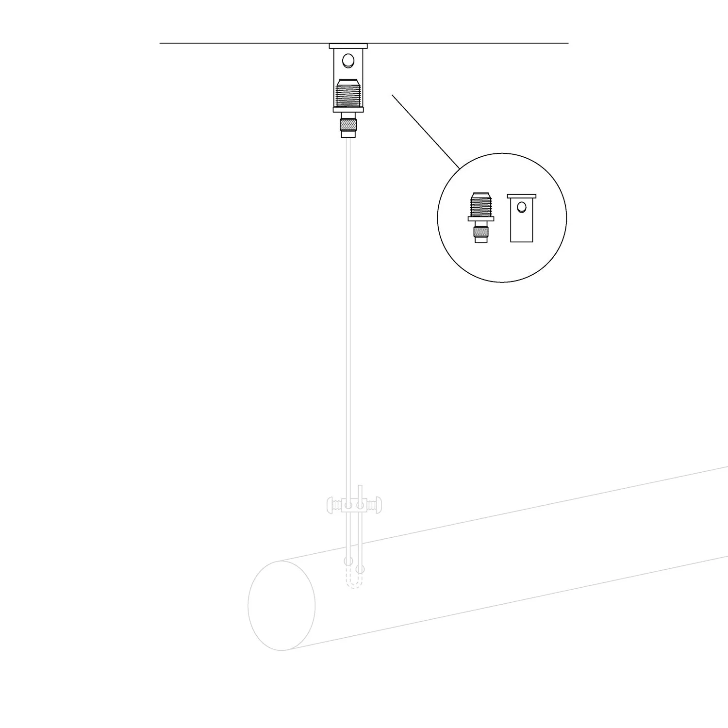 Professional ceiling tensioner for steel Cord - M10x1 fitting for heavy or off‑center pendants - Image 4