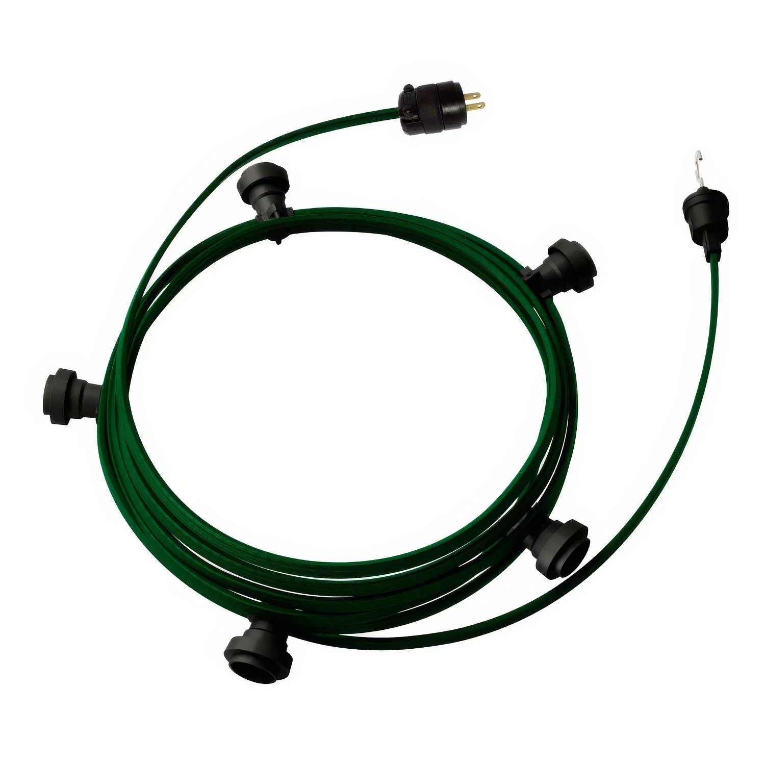 Ready-to-use 25 ft String Light with 5 black Sockets, Hook and Plug - CM21