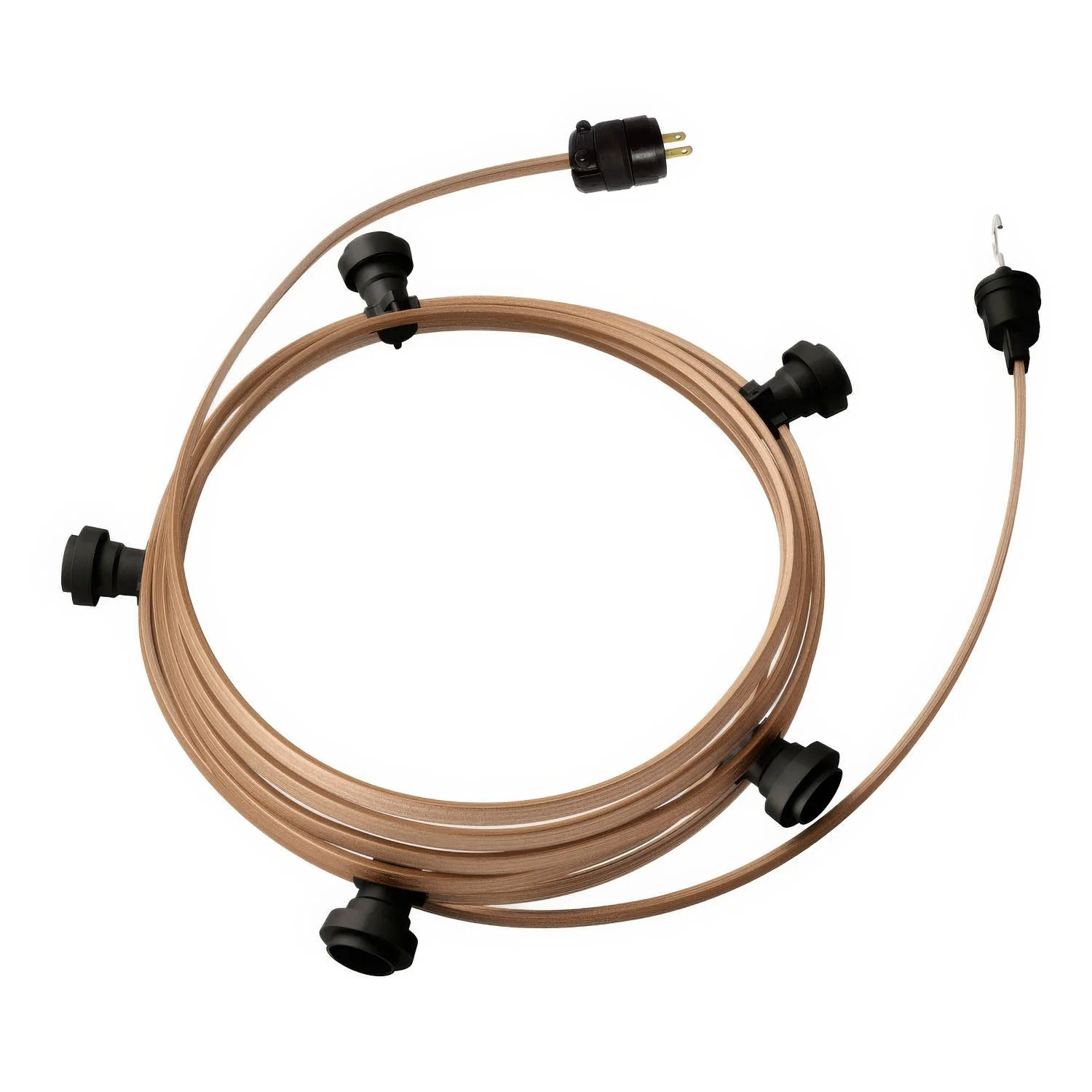 Ready-to-use 25 ft String Light with 5 Black Sockets, Hook and Plug - CM27