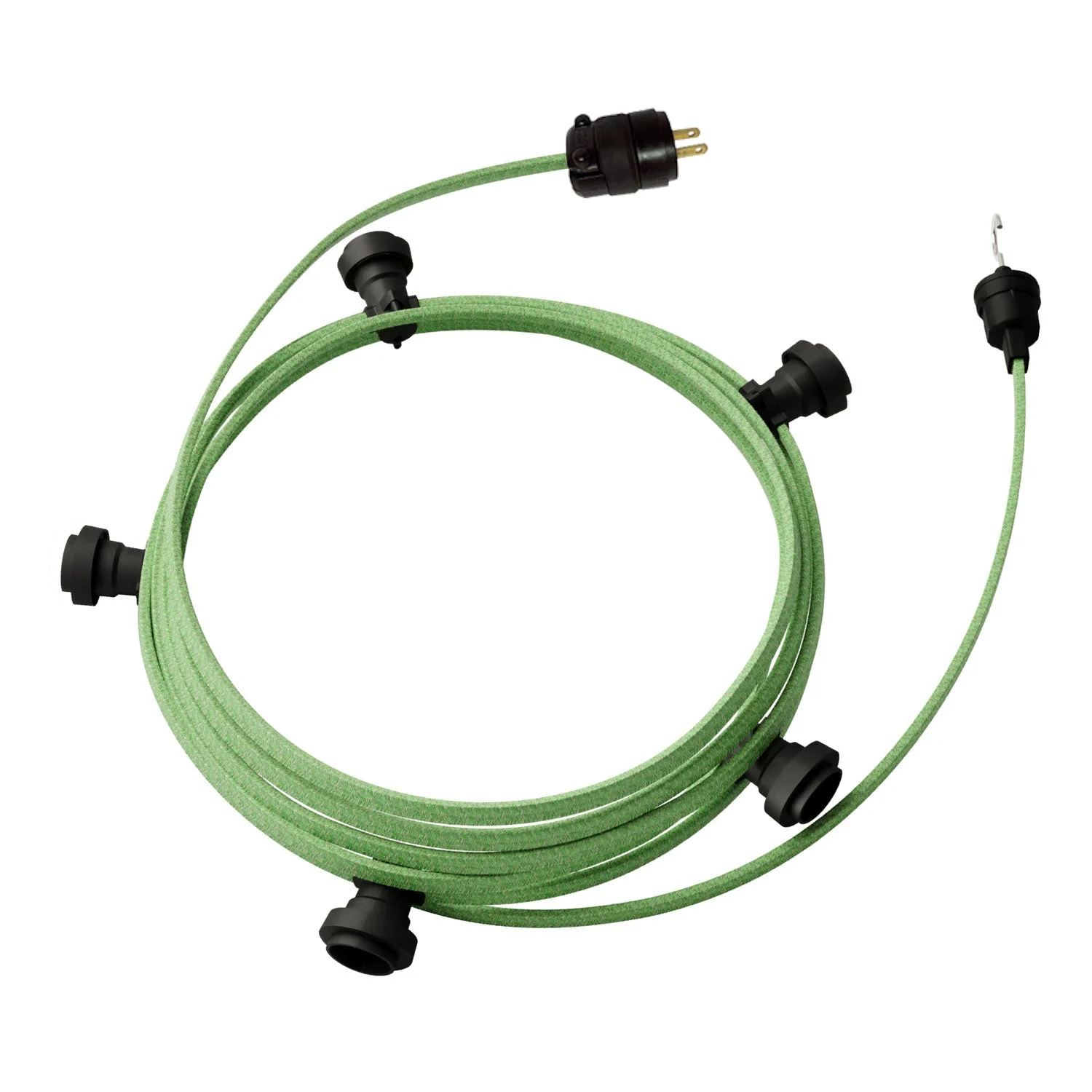 Ready-to-use 25 ft String Light with 5 black Sockets, Hook and Plug - CX08