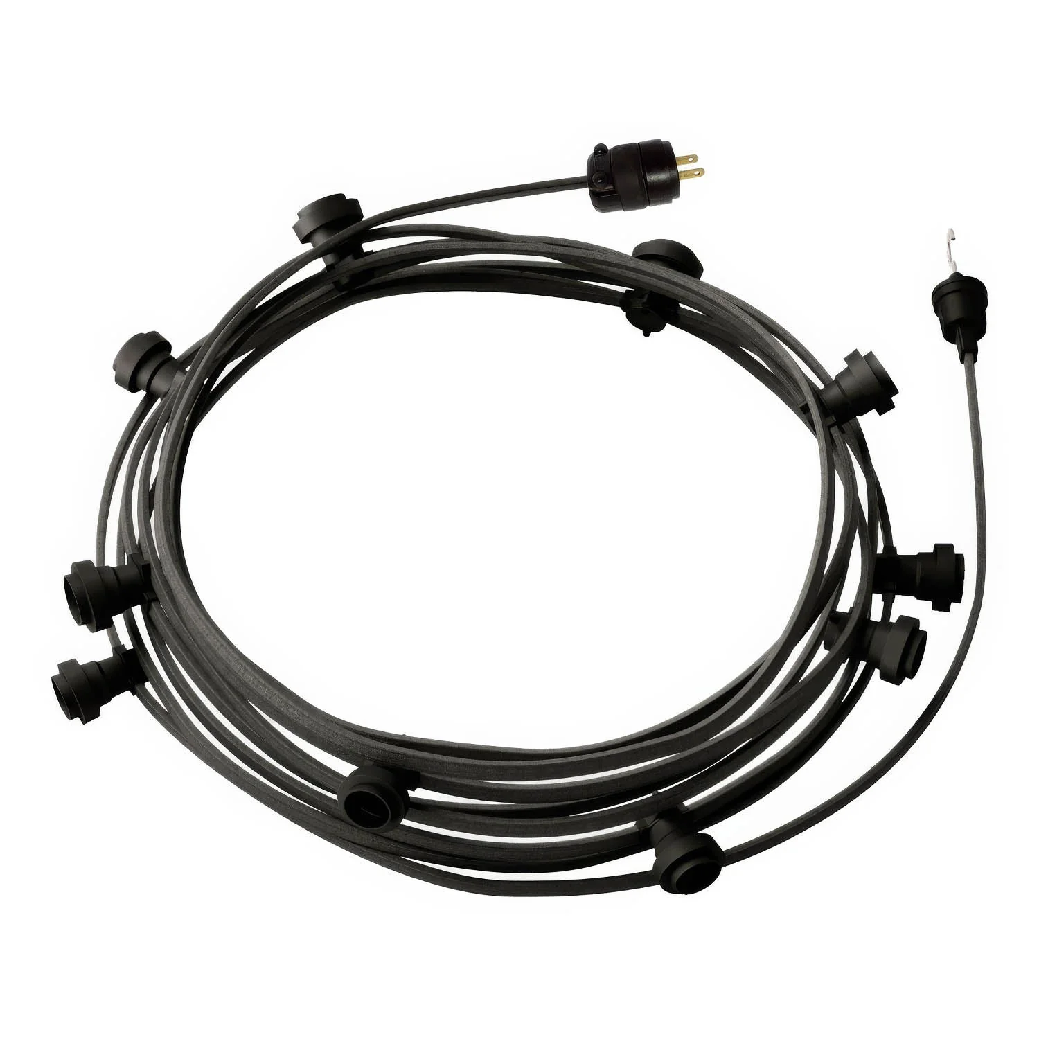Ready-to-use 40ft String Light with 10 black Sockets, Hook and Plug - CM03