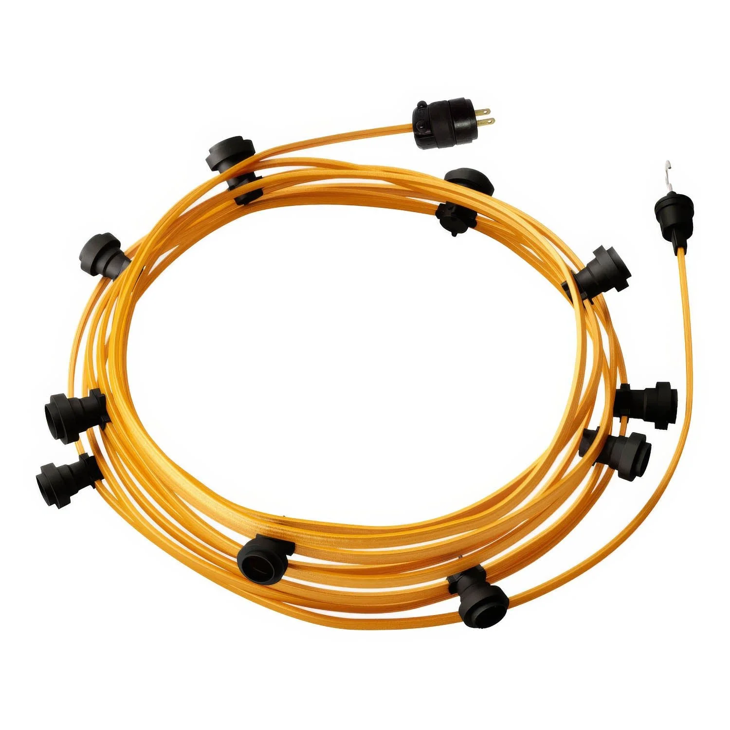 Ready-to-use 40ft String Light with 10 black Sockets, Hook and Plug - CM05