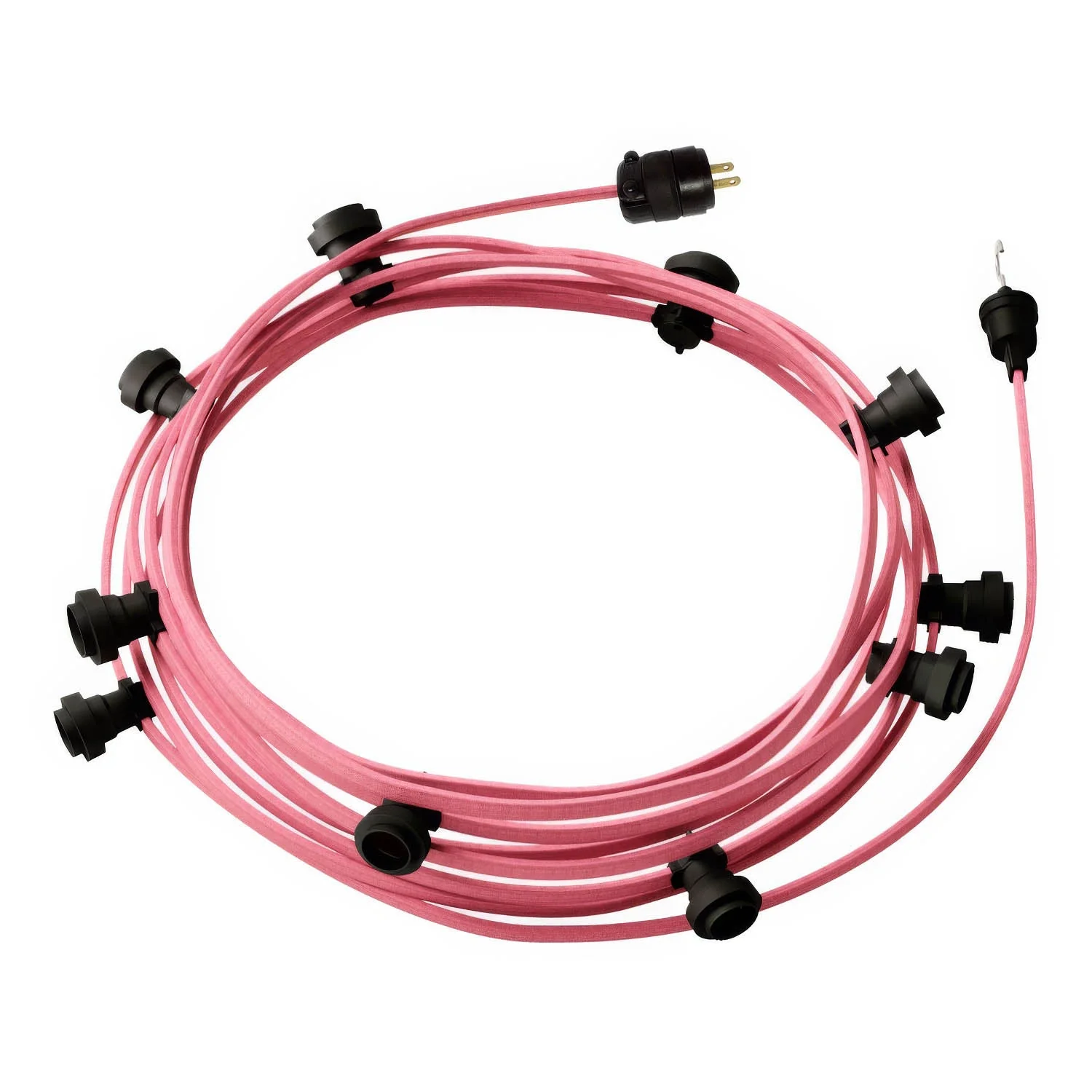 Ready-to-use 40ft String Light with 10 black sockets, hook and plug - CM16