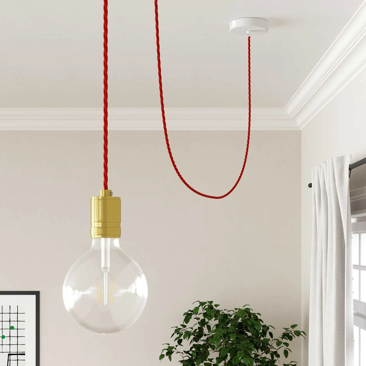 Red Rayon covered twisted electric cable - TM09 - Image 3