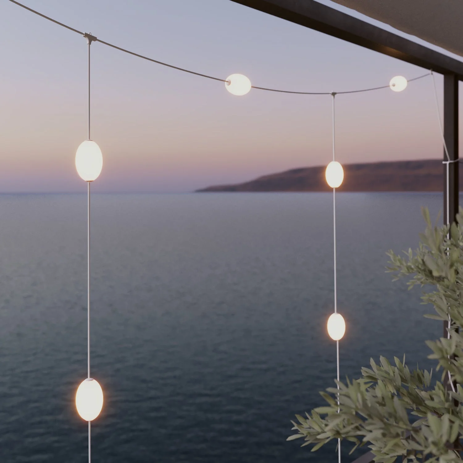 Outdoor net string light with 7 light points, IP67, Sand White with UK plug - Marina GRID - Image 3