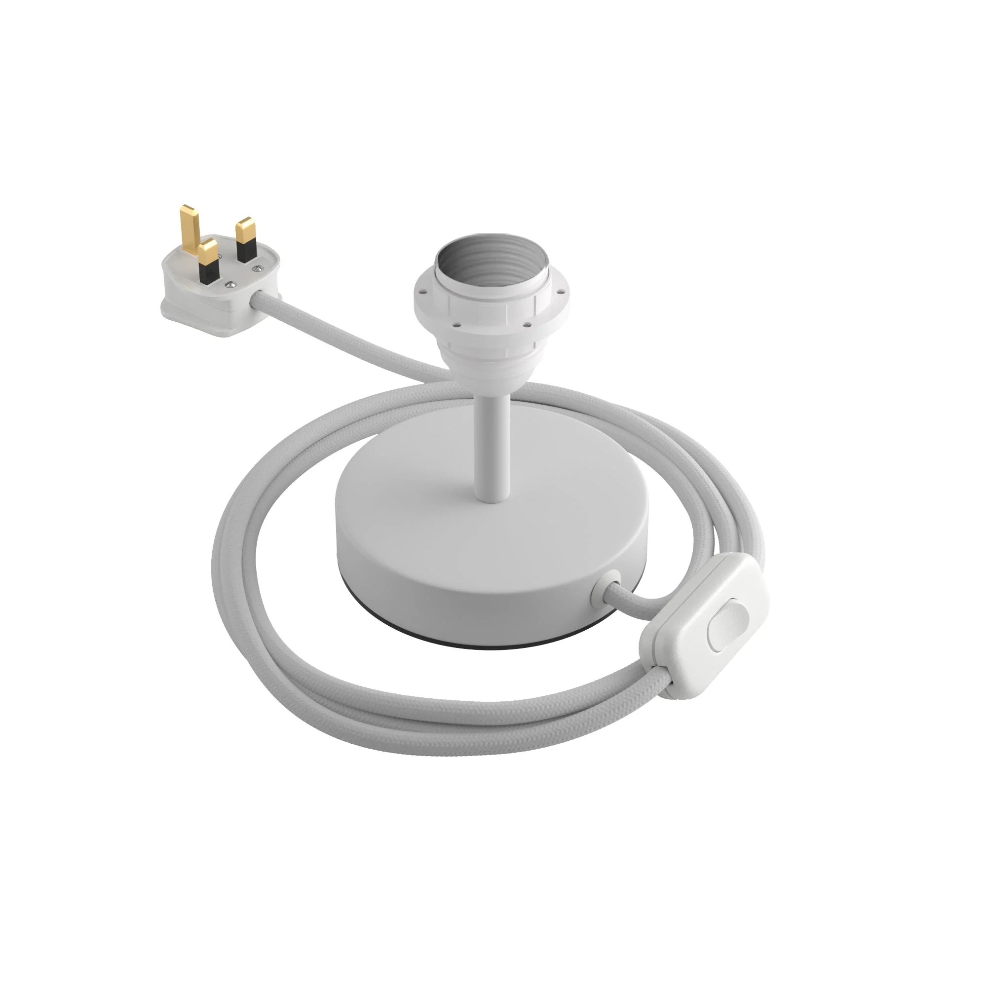 Lampshade riser - Metal table lamp with UK plug - Matte white