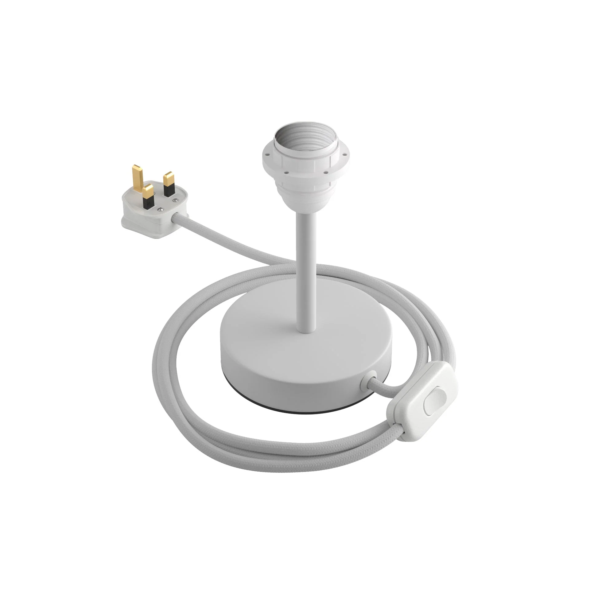 Lampshade riser - Metal table lamp with UK plug - Matte white - Image 5