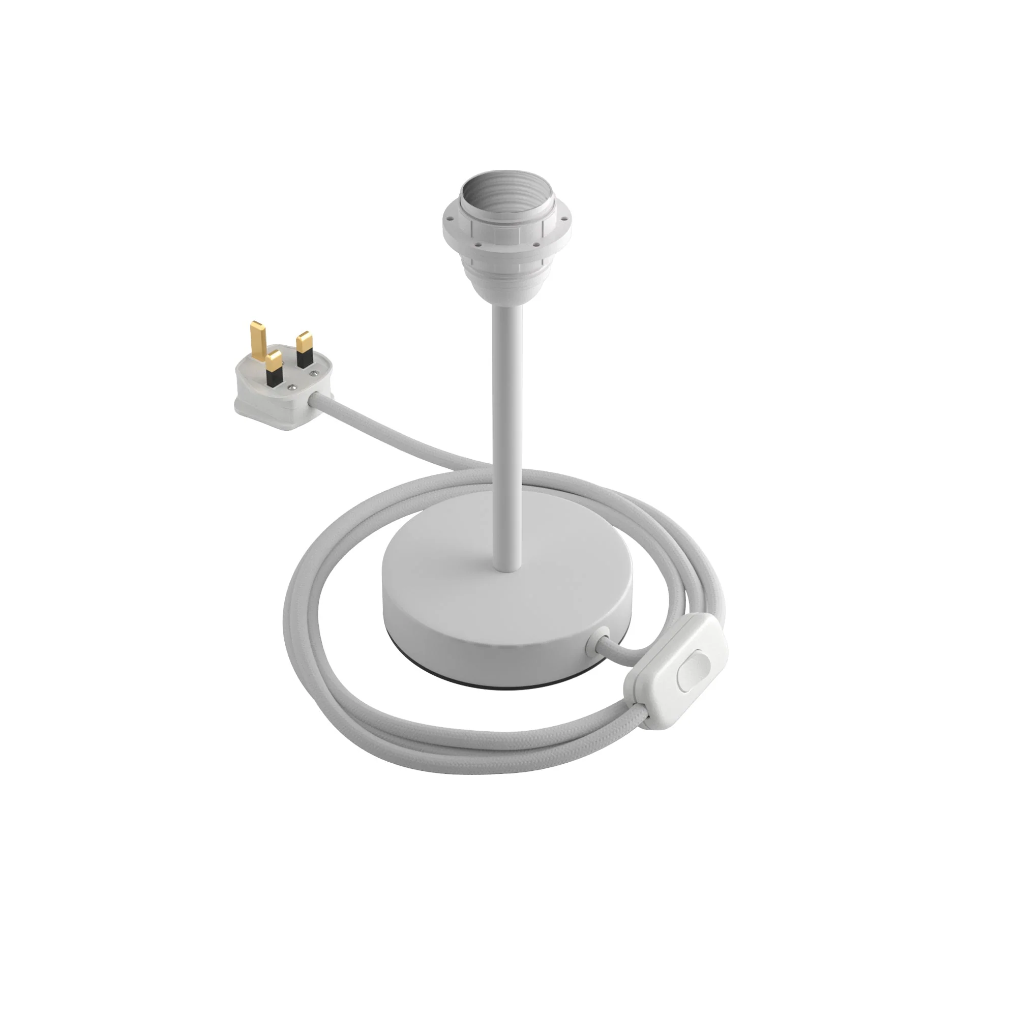 Lampshade riser - Metal table lamp with UK plug - Matte white - Image 6